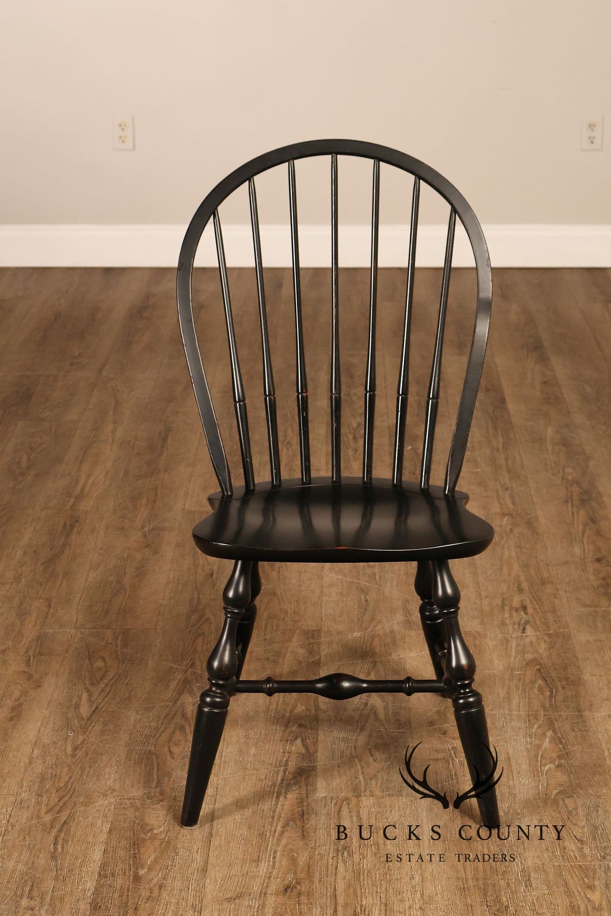 Nichols And Stone Set Of Six Black Windsor Dining Chairs