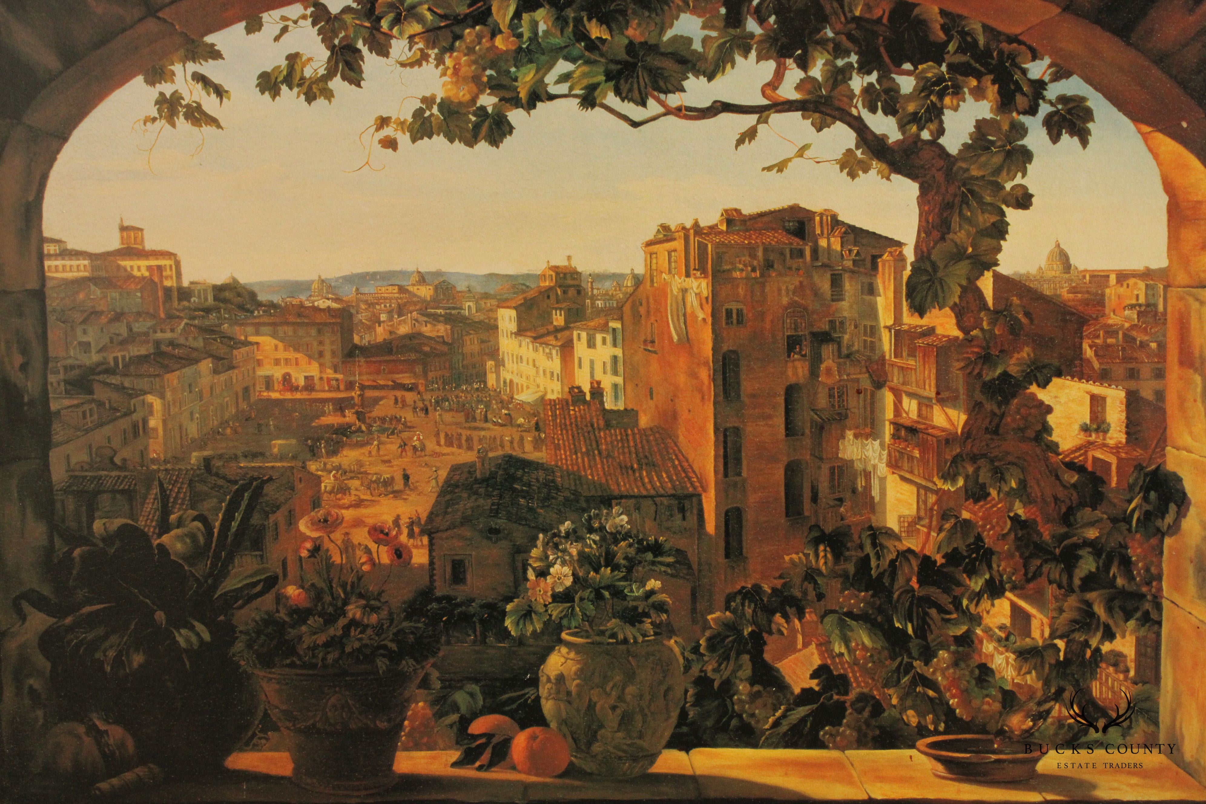 Italian Renaissance Style Rome Piazza Barberini Decorative Wall Art