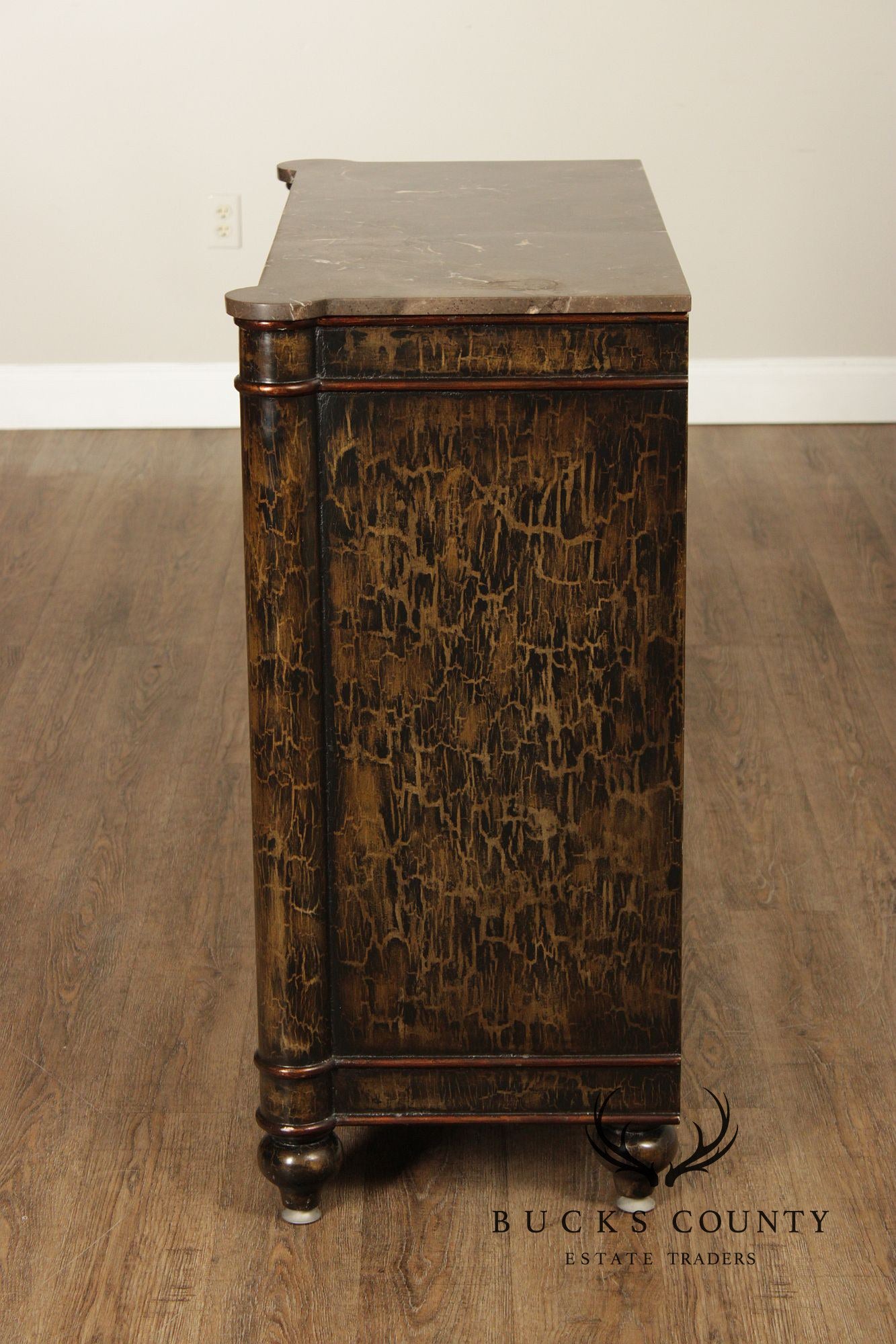 Hollywood Regency Style Pair Of Mirrored Cabinets With Marble Tops
