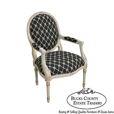 Councill French Louis XVI Style Paint Frame Fauteuil Arm Chair