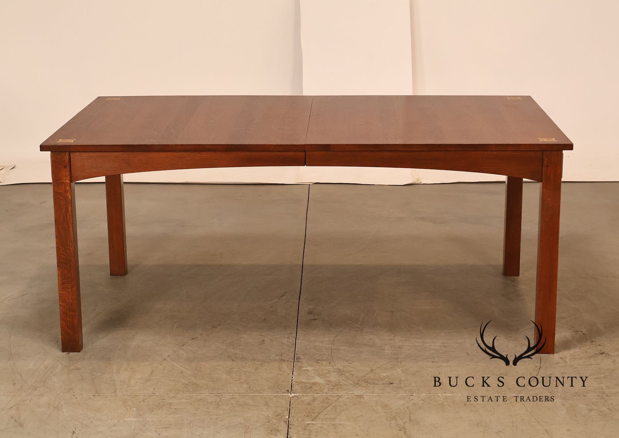 Stickley Mission Collection Harvey Ellis Inlaid Oak Extendable Dining Table