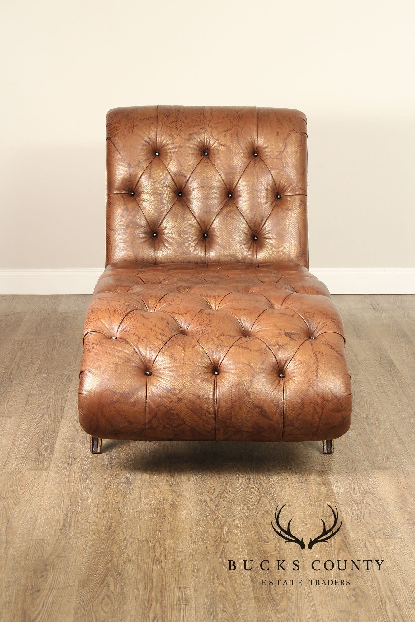 Marge Carson Tufted Leather Chaise Lounge