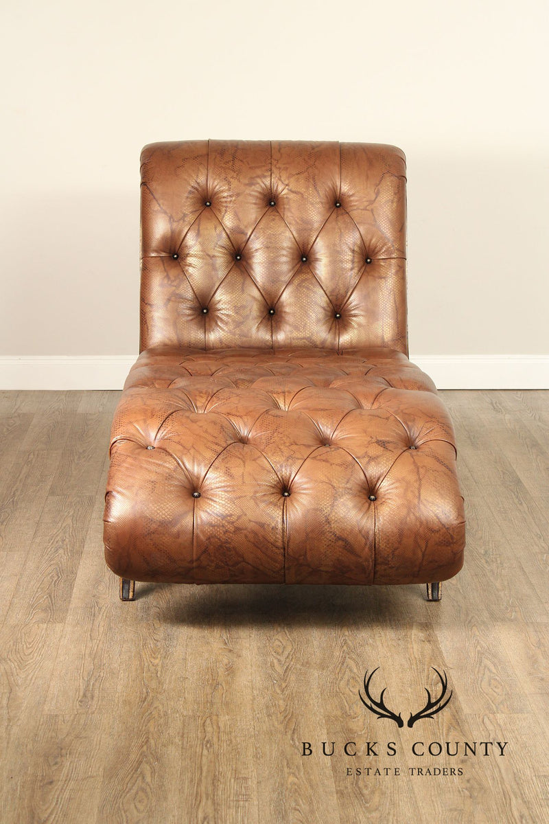 Marge Carson Tufted Leather Chaise Lounge