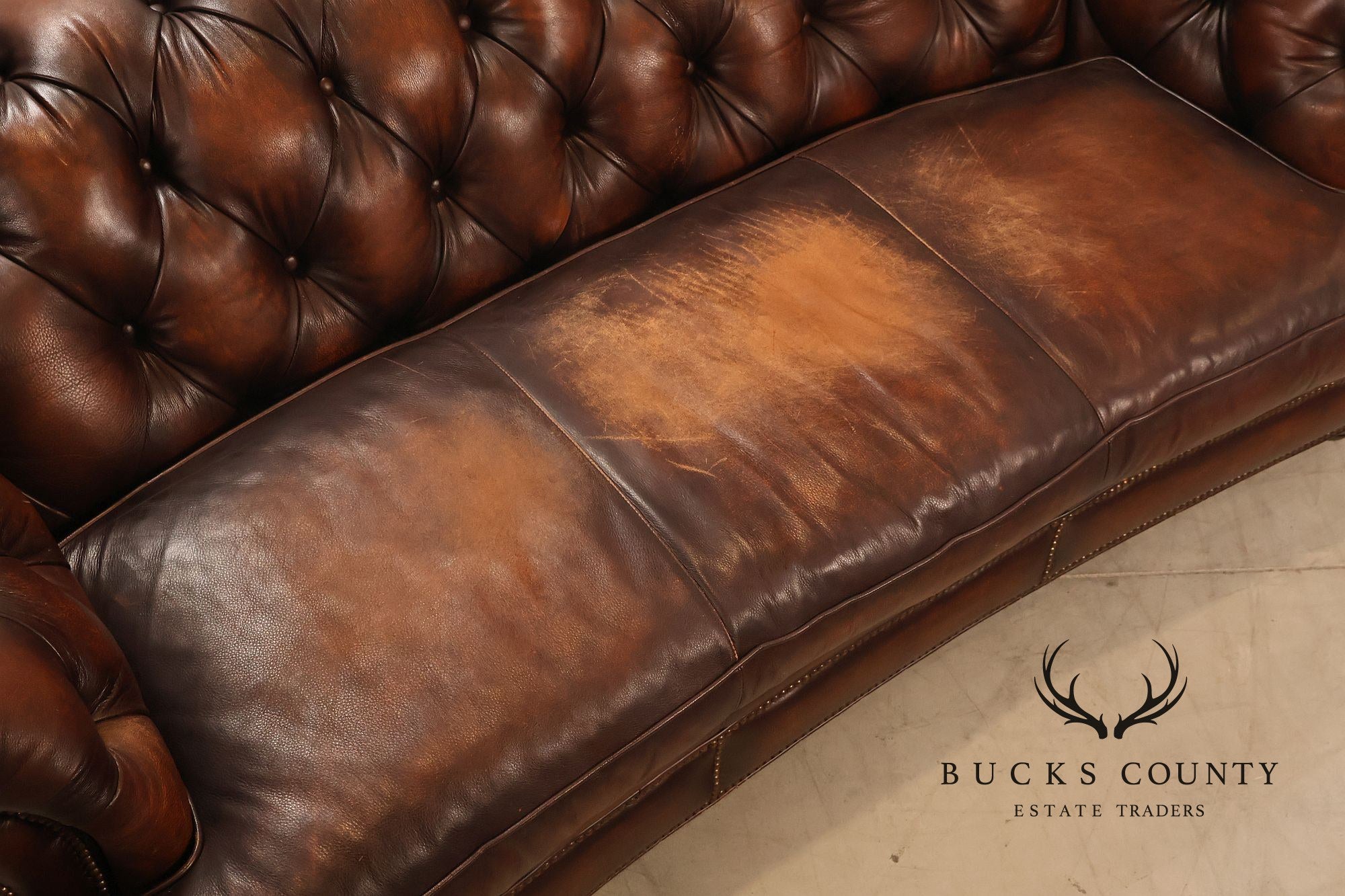 Randall Allen Tufted Leather Chesterfield Sofa