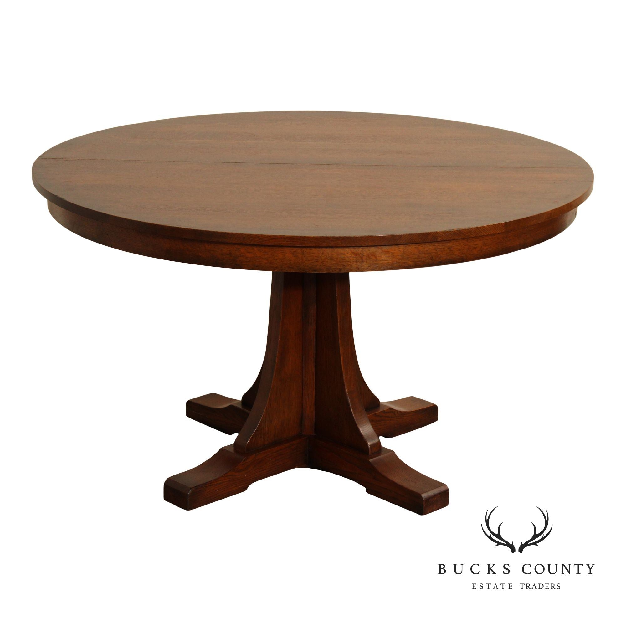 Stickley Mission Collection Oak Round Pedestal Dining Table