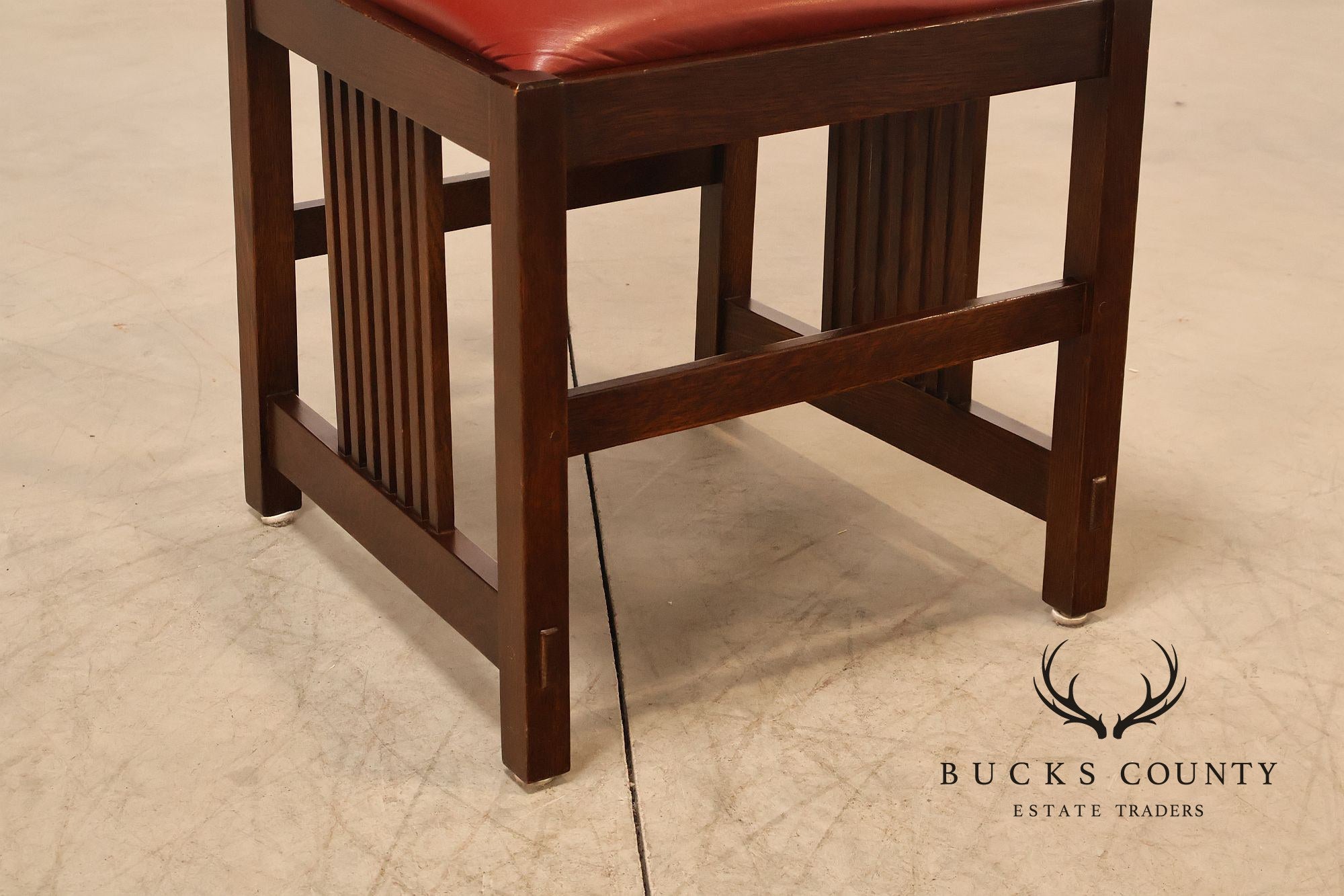Stickley Mission Collection Set Of Four Oak High Back Spindle Dining Chairs