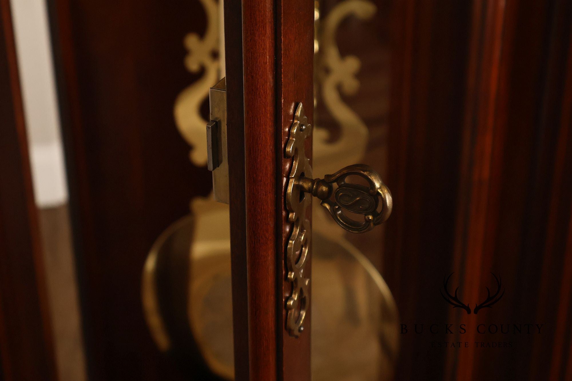 Sligh Mahogany Grandfather Clock With Moon Dial And Triple Chime Movement