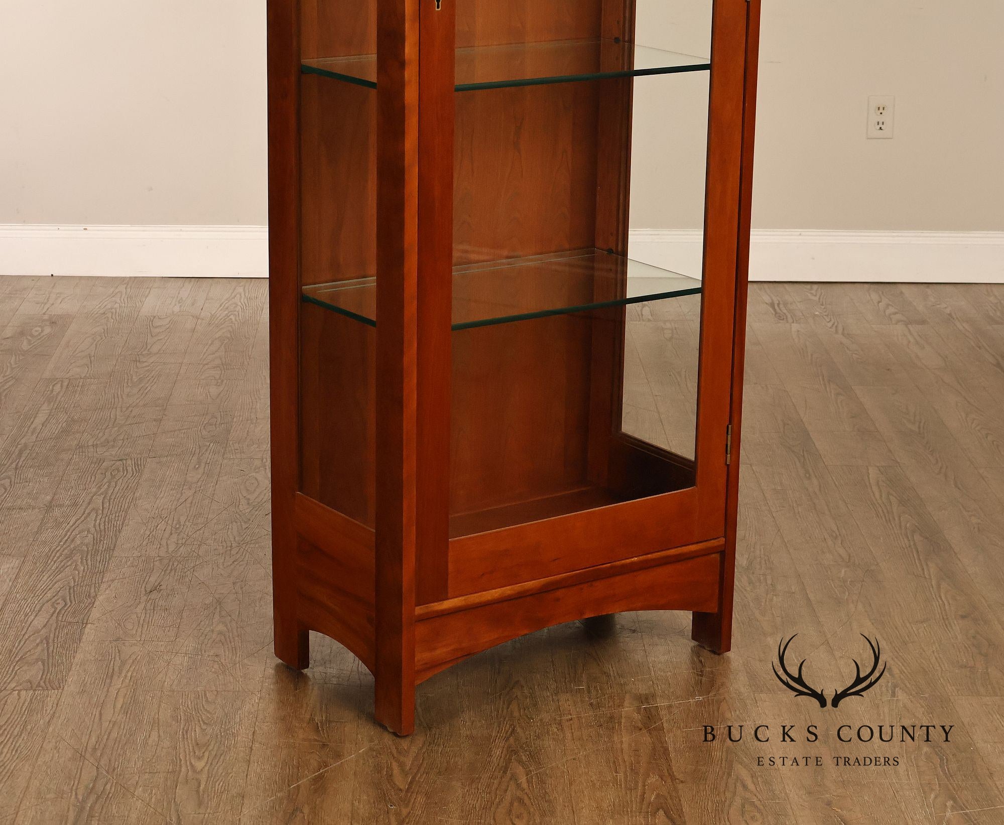 Stickley Mission Collection Solid Cherry Tall Glass Display Curio Cabinet