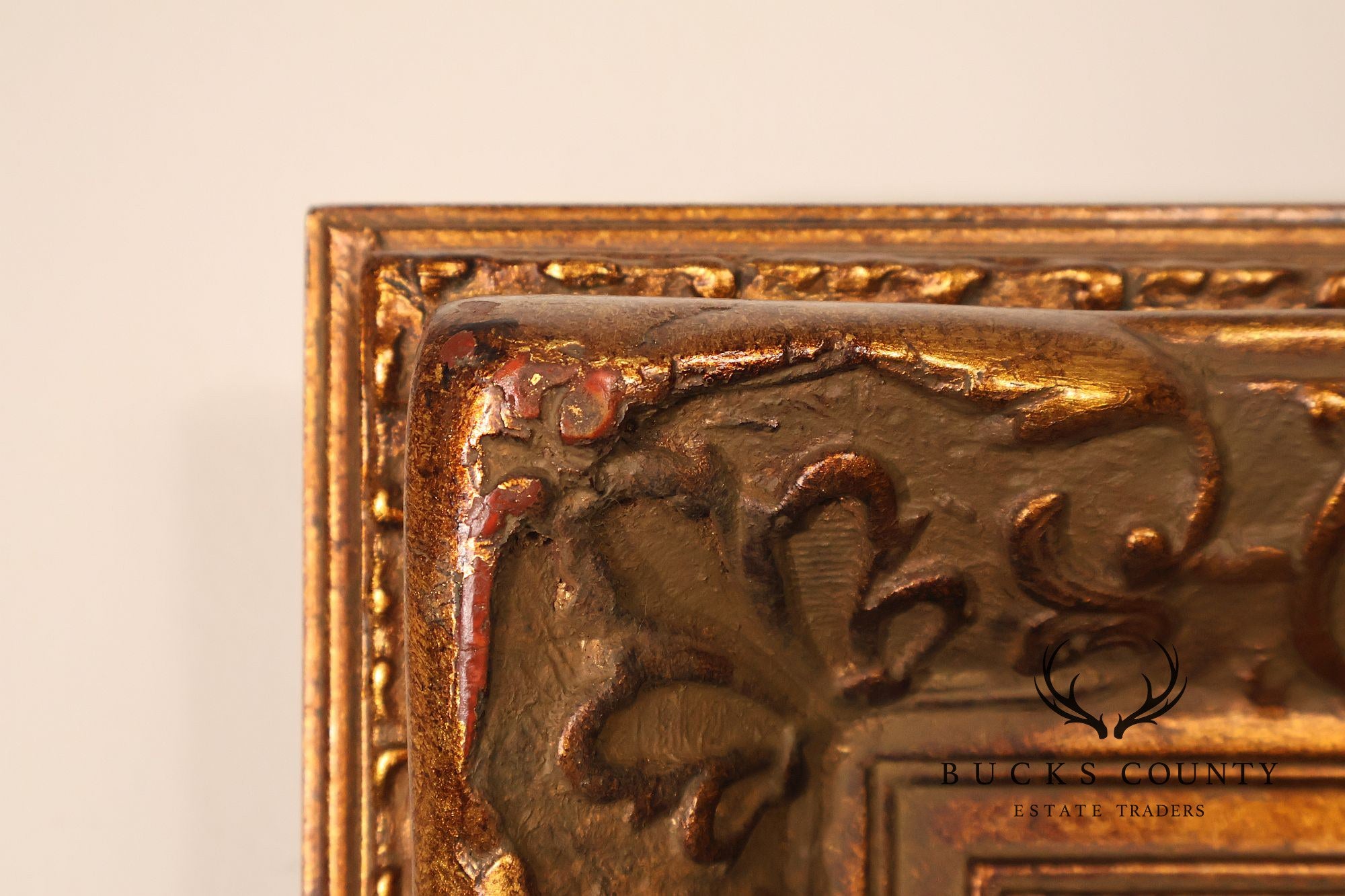 Oil Painting Botanical Still Life in Carved Wood Gold Leaf Frame Signed Heather