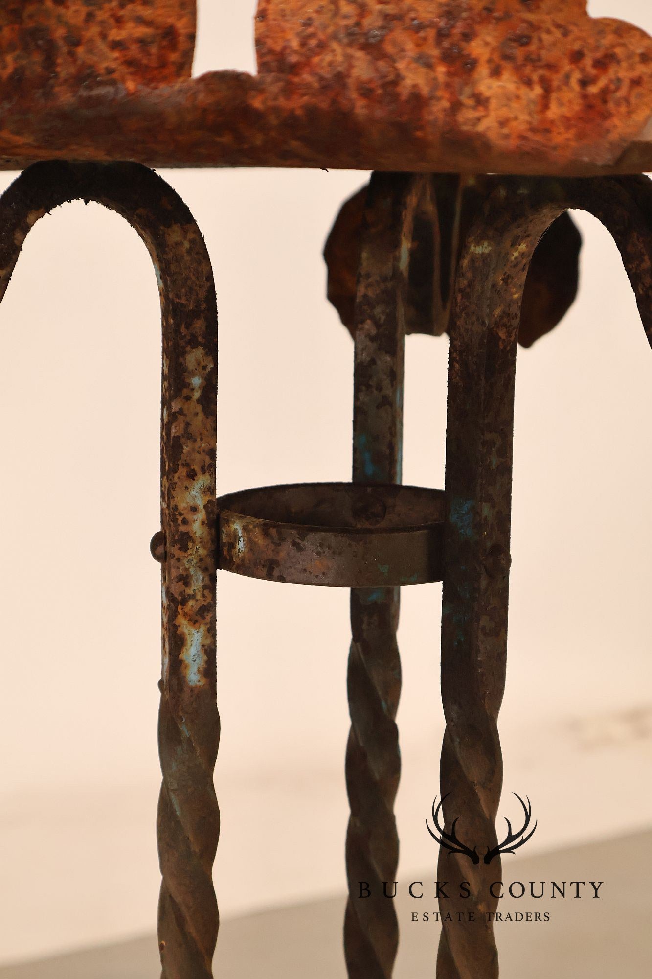 Vintage Wrought Iron Garden Pedestal Plant Stand