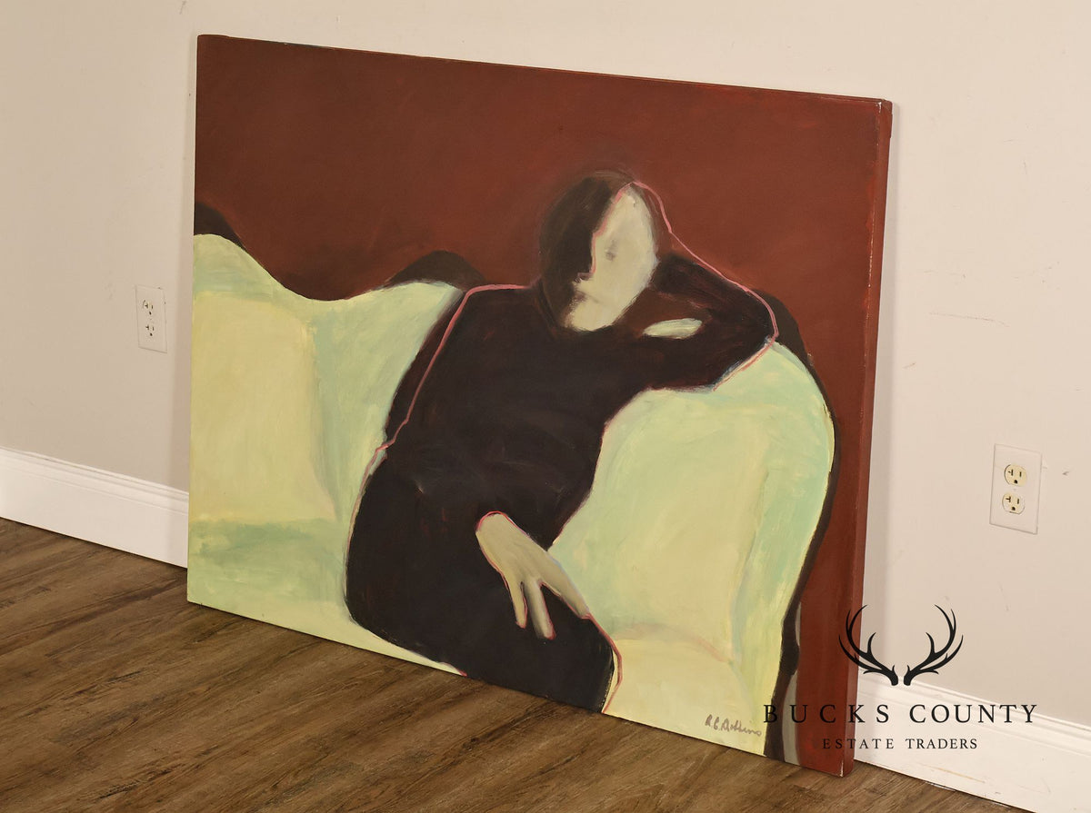 Anne Cooper Dobbins Oil Painting, On The Victorian Loveseat