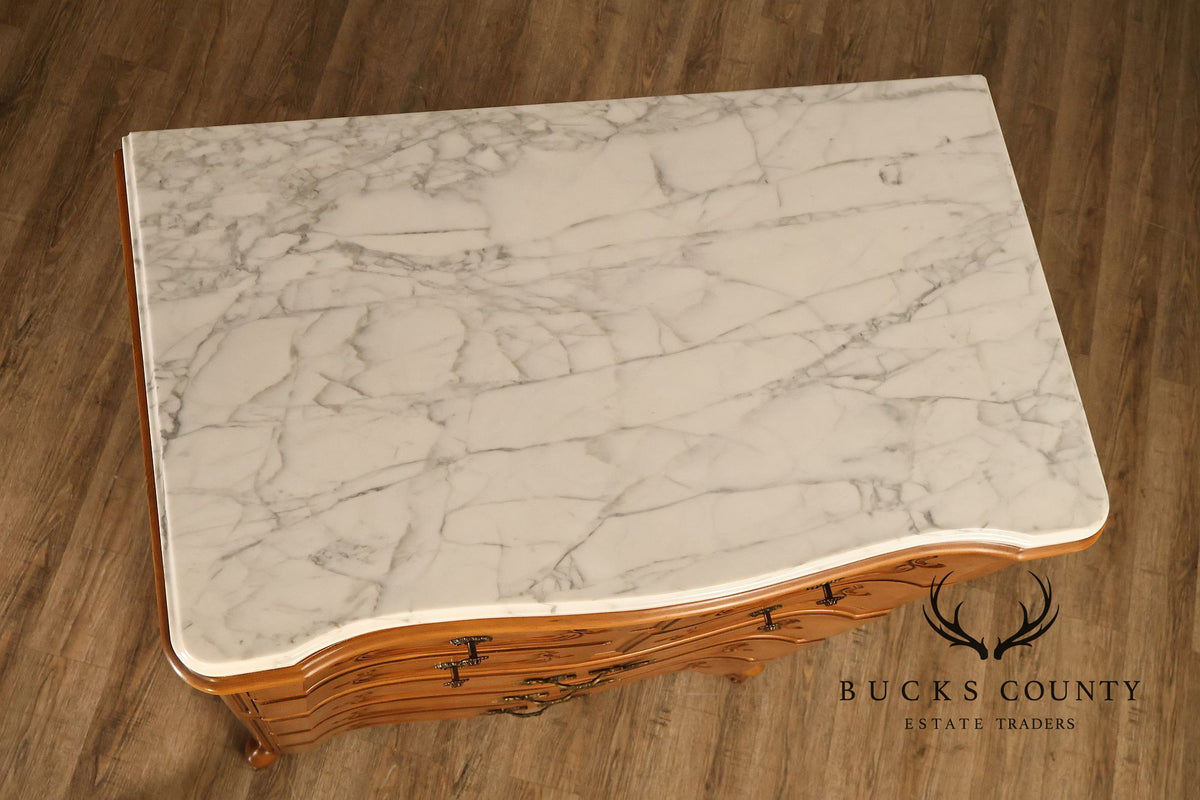 French Provincial Style Marble Top Tall Chest Of Drawers