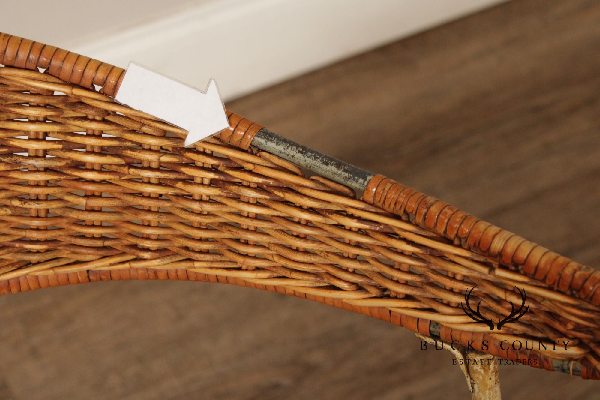 Salterini Mid Century Modern Set of Four Wicker And Iron Side Chairs