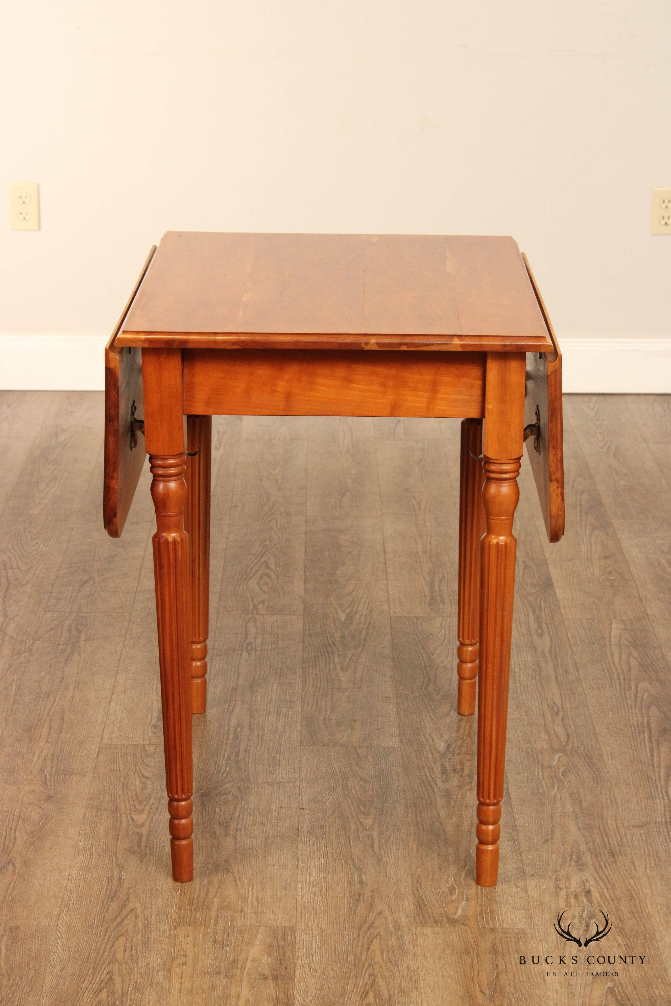 Sheraton Style Handcrafted Cherry Drop Leaf Pembroke Table By G. Poos