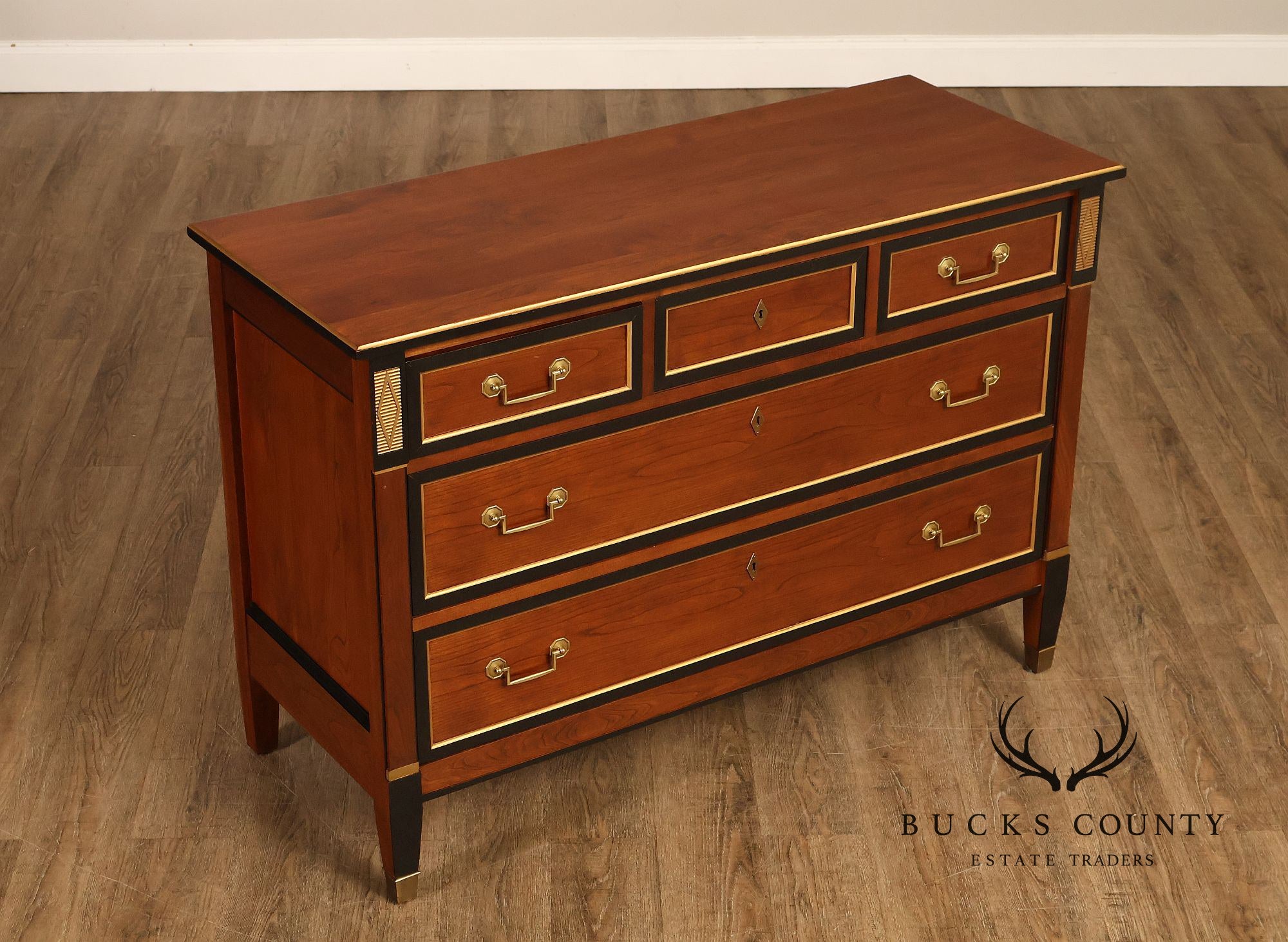 Stickley Directore Style Cherry And Ebonized Chest Of Drawers