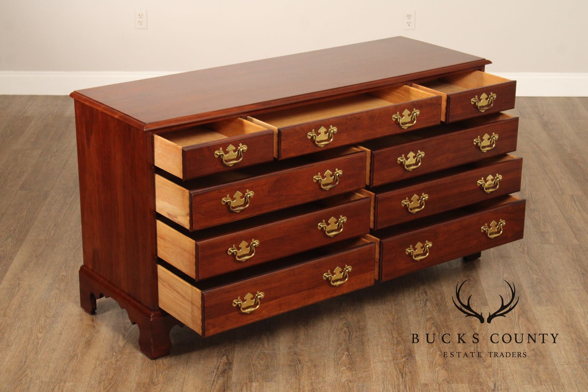 Davis Cabinet Company Chippendale Style Cherry Double Dresser