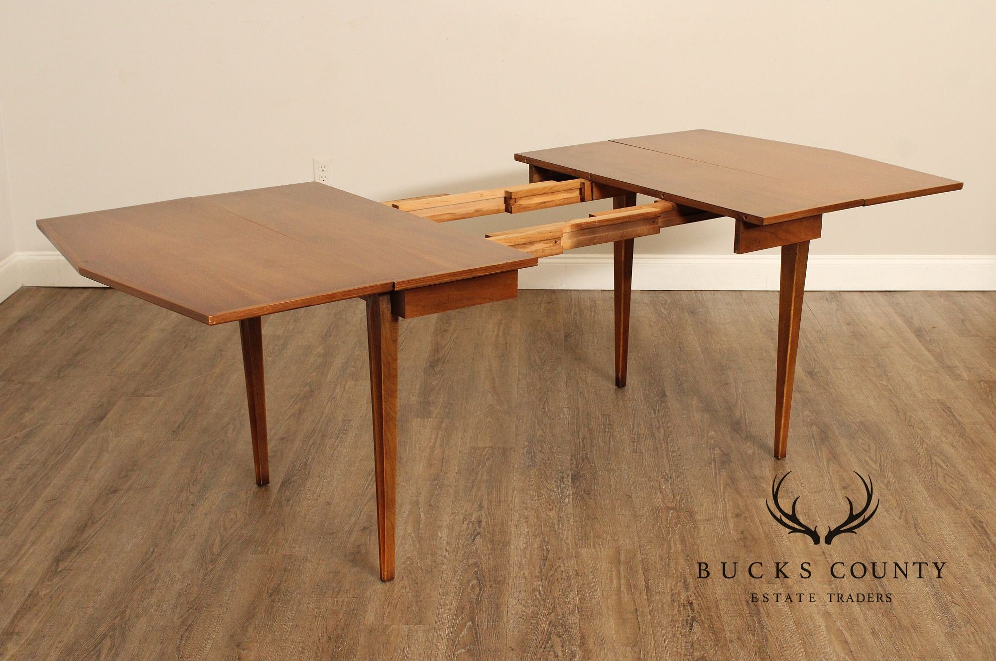 Mid Century Modern Walnut Extendable Drop Leaf Dining Table