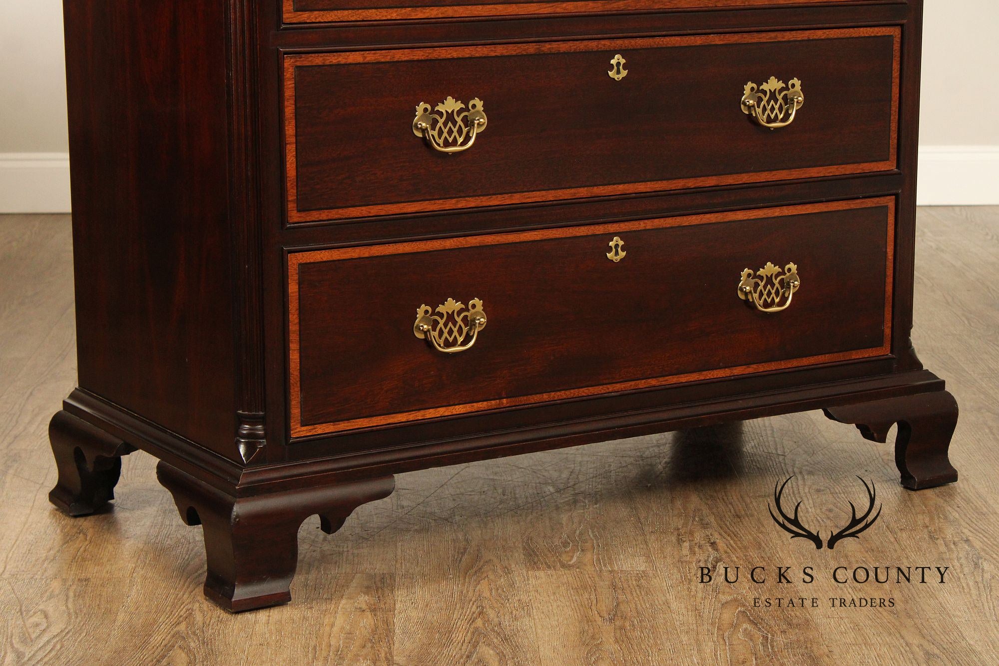 Stickley Georgian Style Inlaid Mahogany Tall Chest