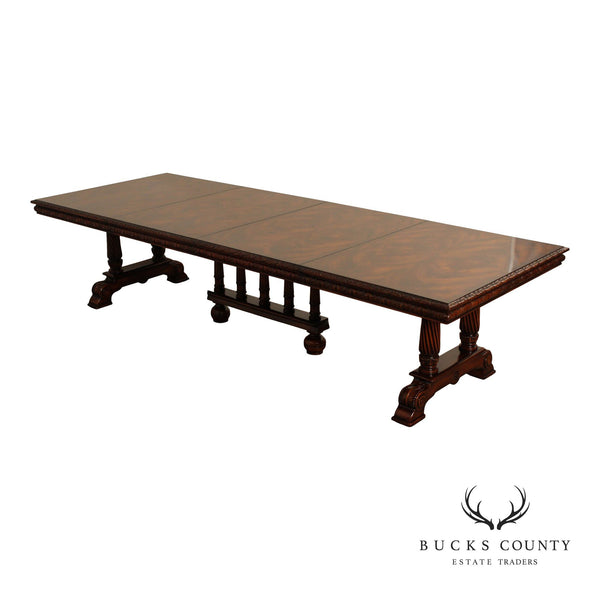 Theodore Alexander Carved Mahogany Expandable Banquet Dining Table