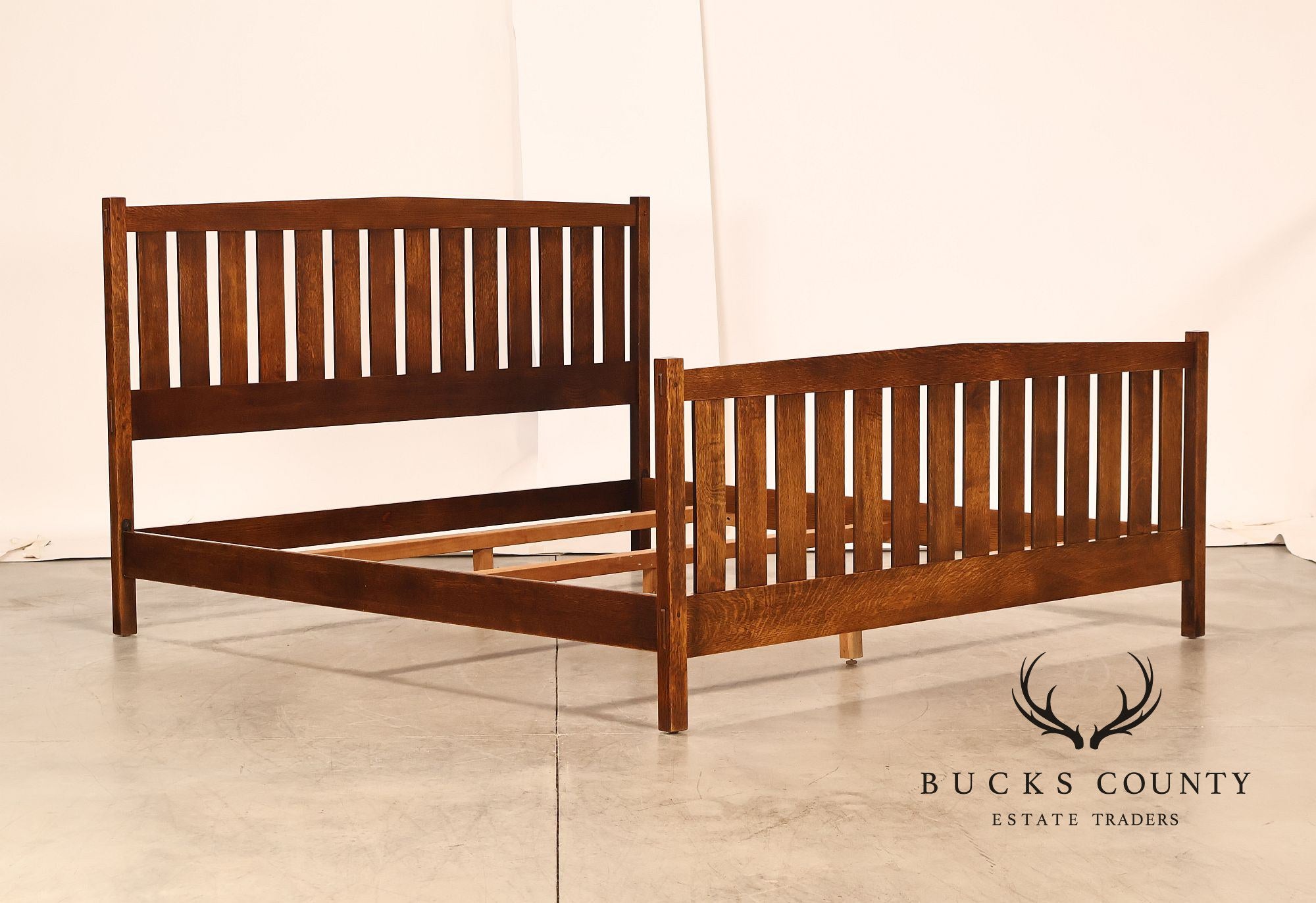Stickley Mission Collection King Size Oak Slat Bed