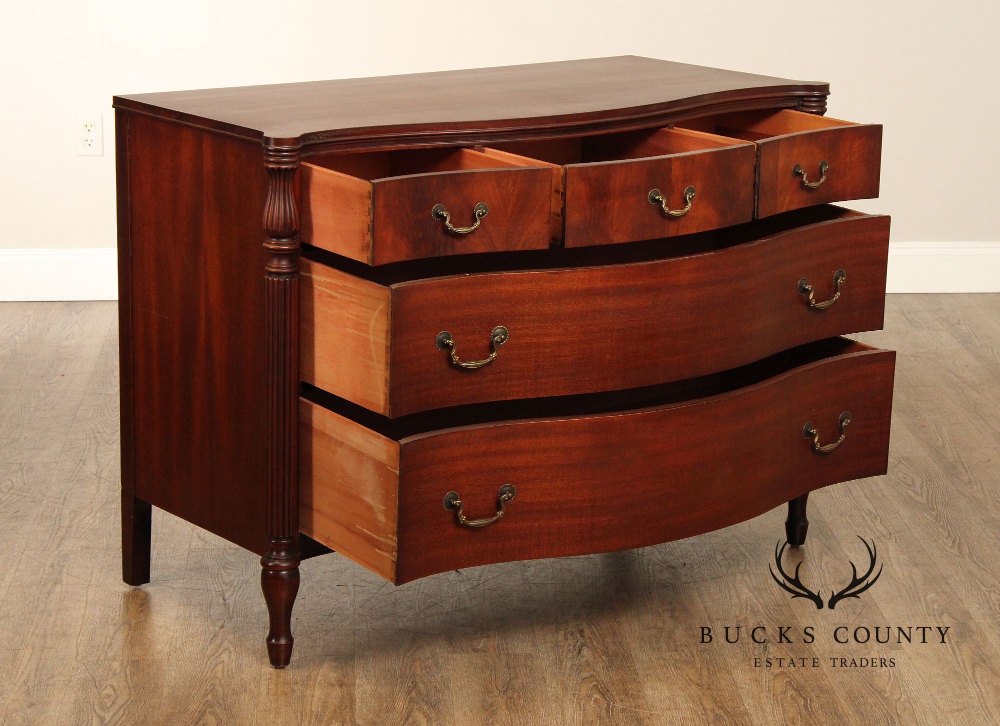 1940's Vintage Mahogany Serpentine Chest of Drawers