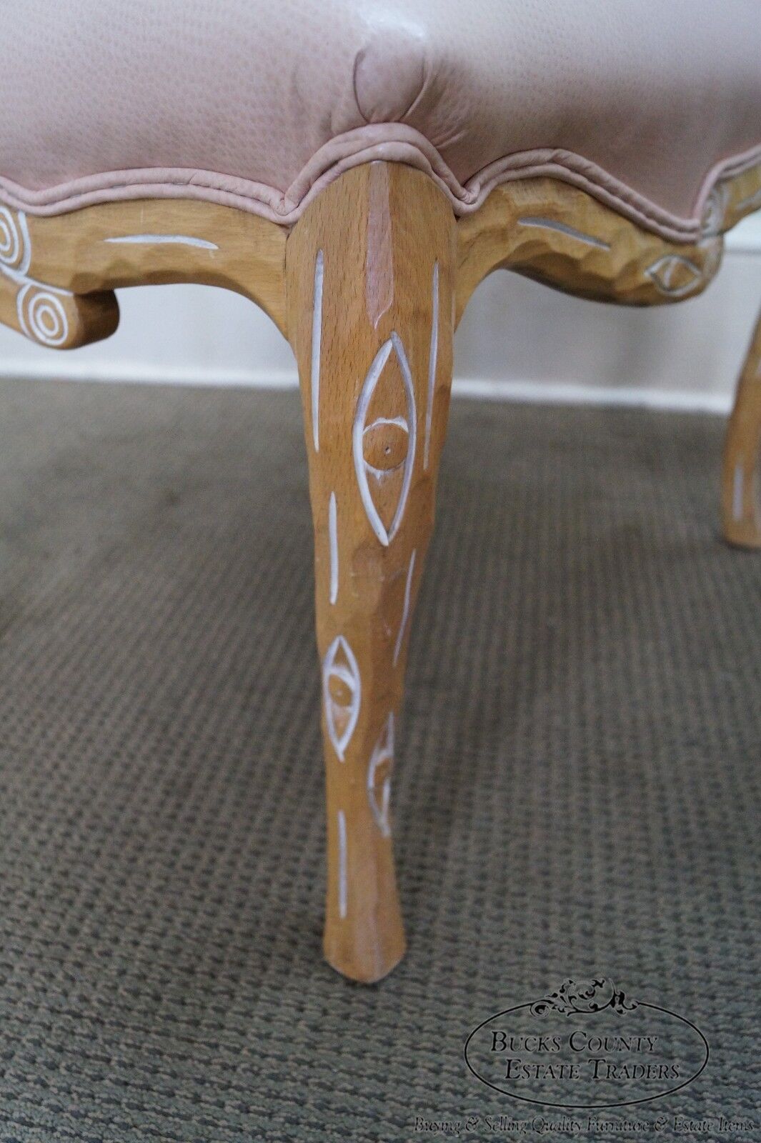 Unusual Pair of Faux Branch Leather Ottomans Benches