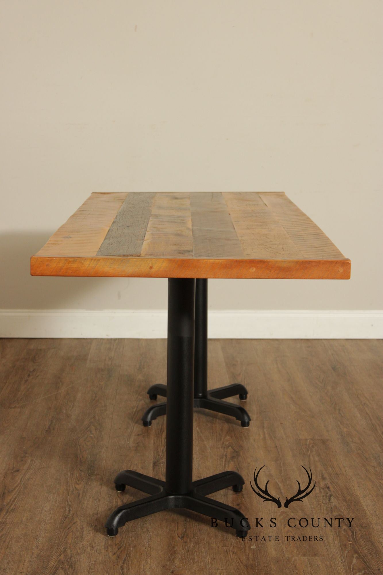 Industrial Style Reclaimed Wood Top Iron Base Dining Table