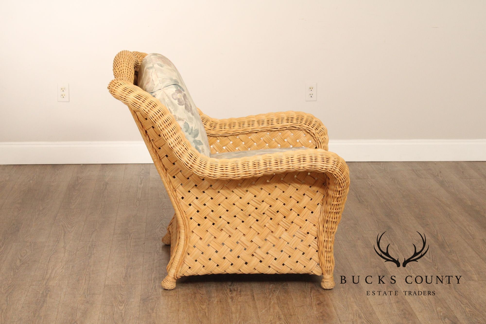 Quality Vintage Wicker Lounge Armchair