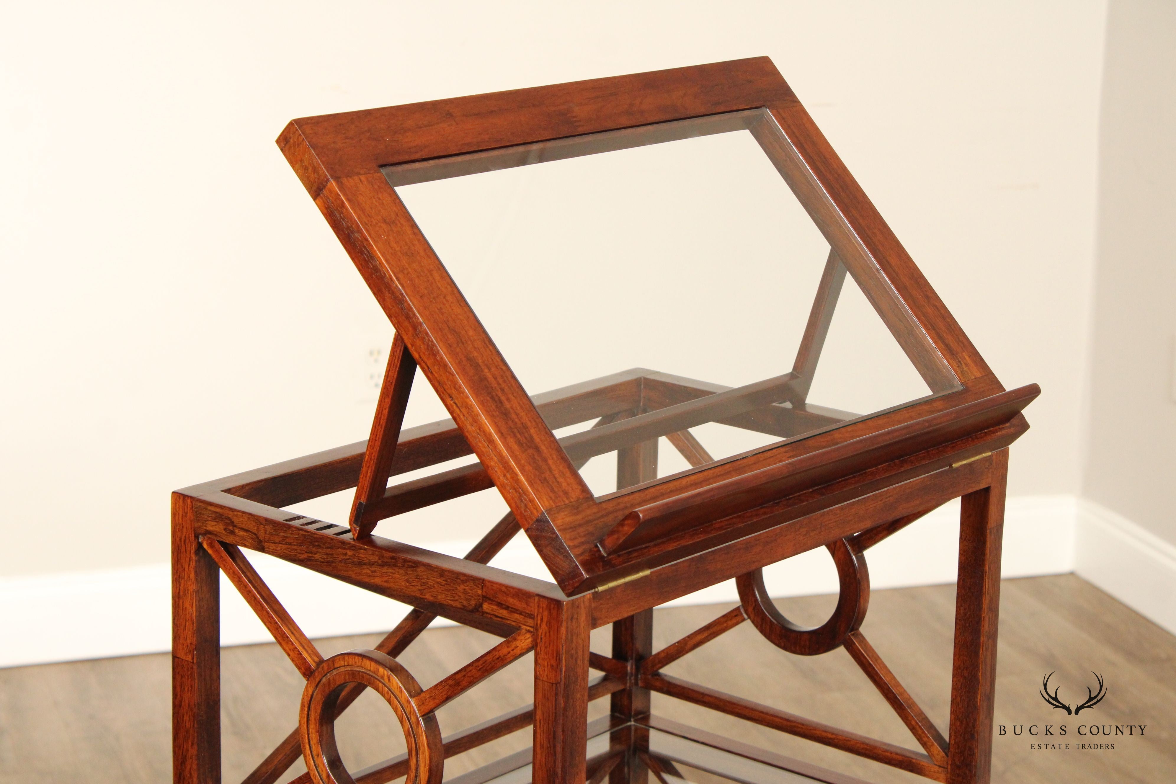 Selamat Designs Mahogany And Glass Shelf Etagere