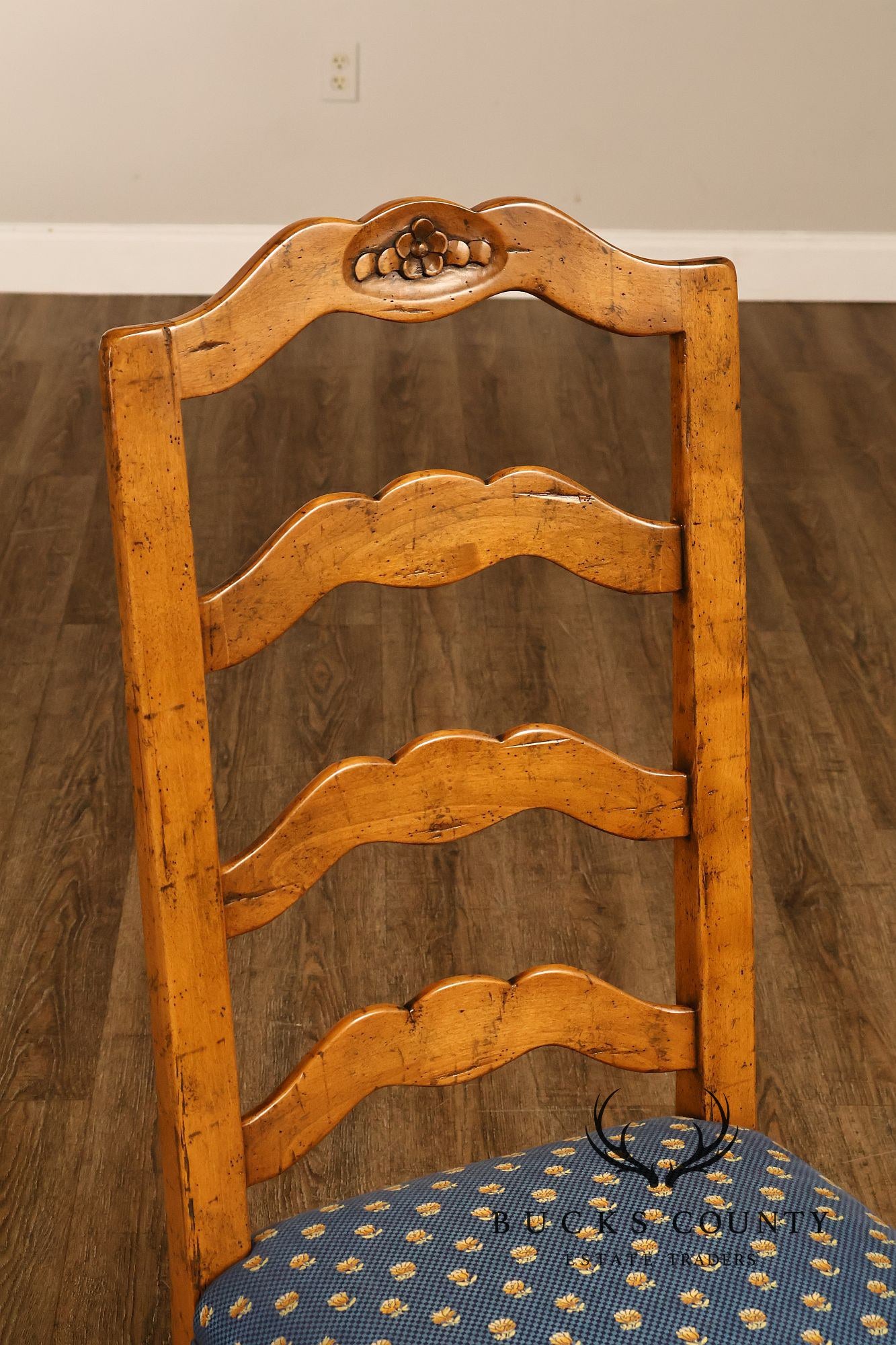 Guy Chaddock Basque Hickory Set Of Eight French Country Ladder Back Dining Chairs