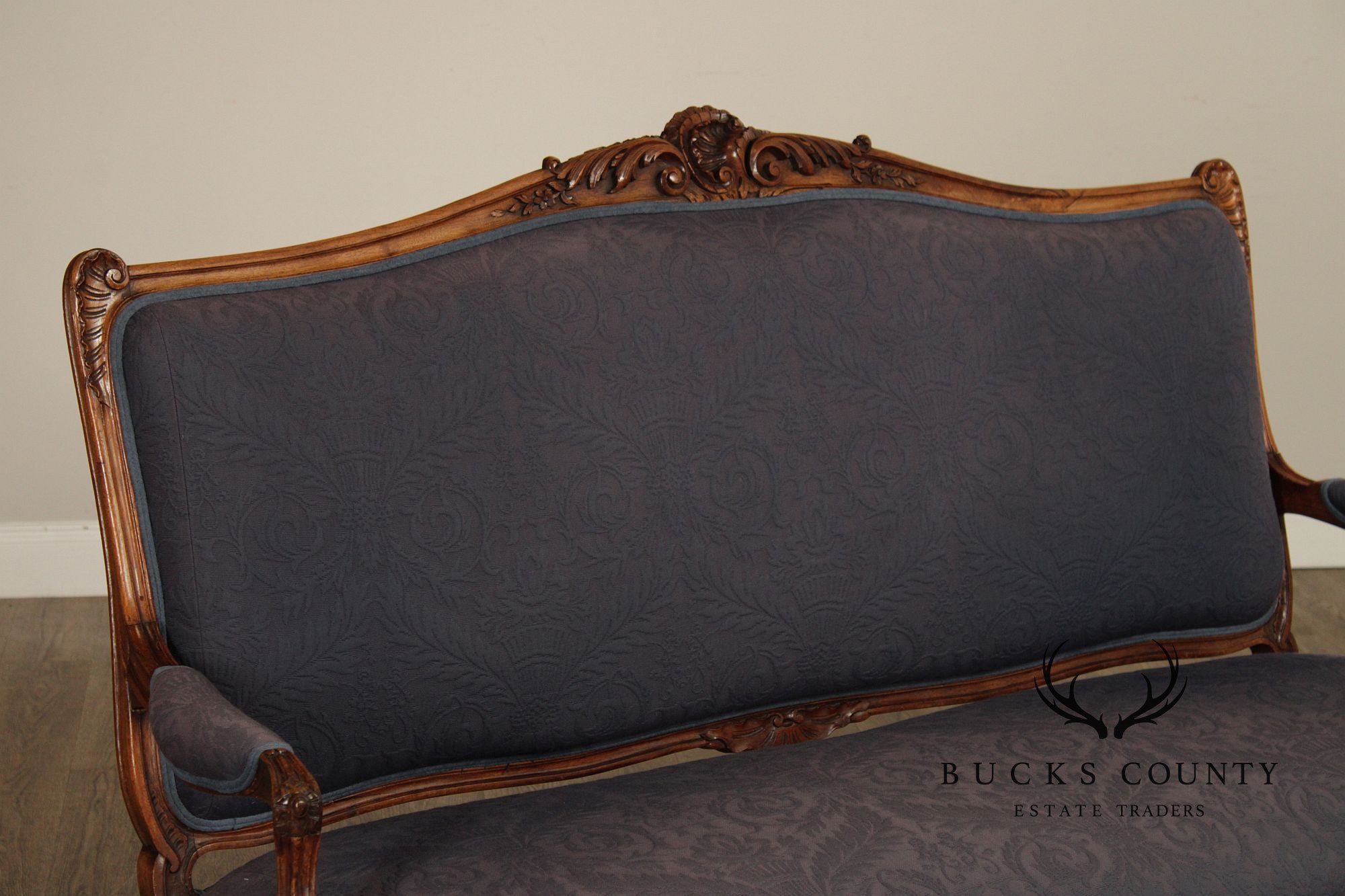 French Louis XV Style Carved Walnut Upholstered Settee
