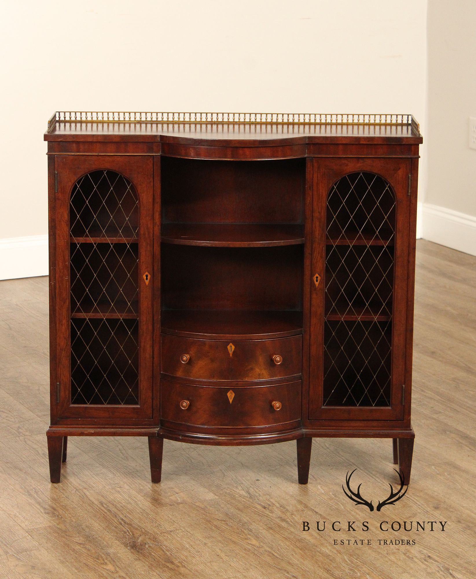 1930'S FEDERAL STYLE MAHOGANY PAIR OF  LOW BOOKCASES