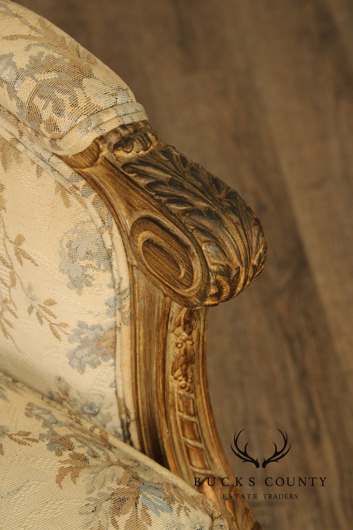 Antique French Louis XVI Style Giltwood Bergère Chair