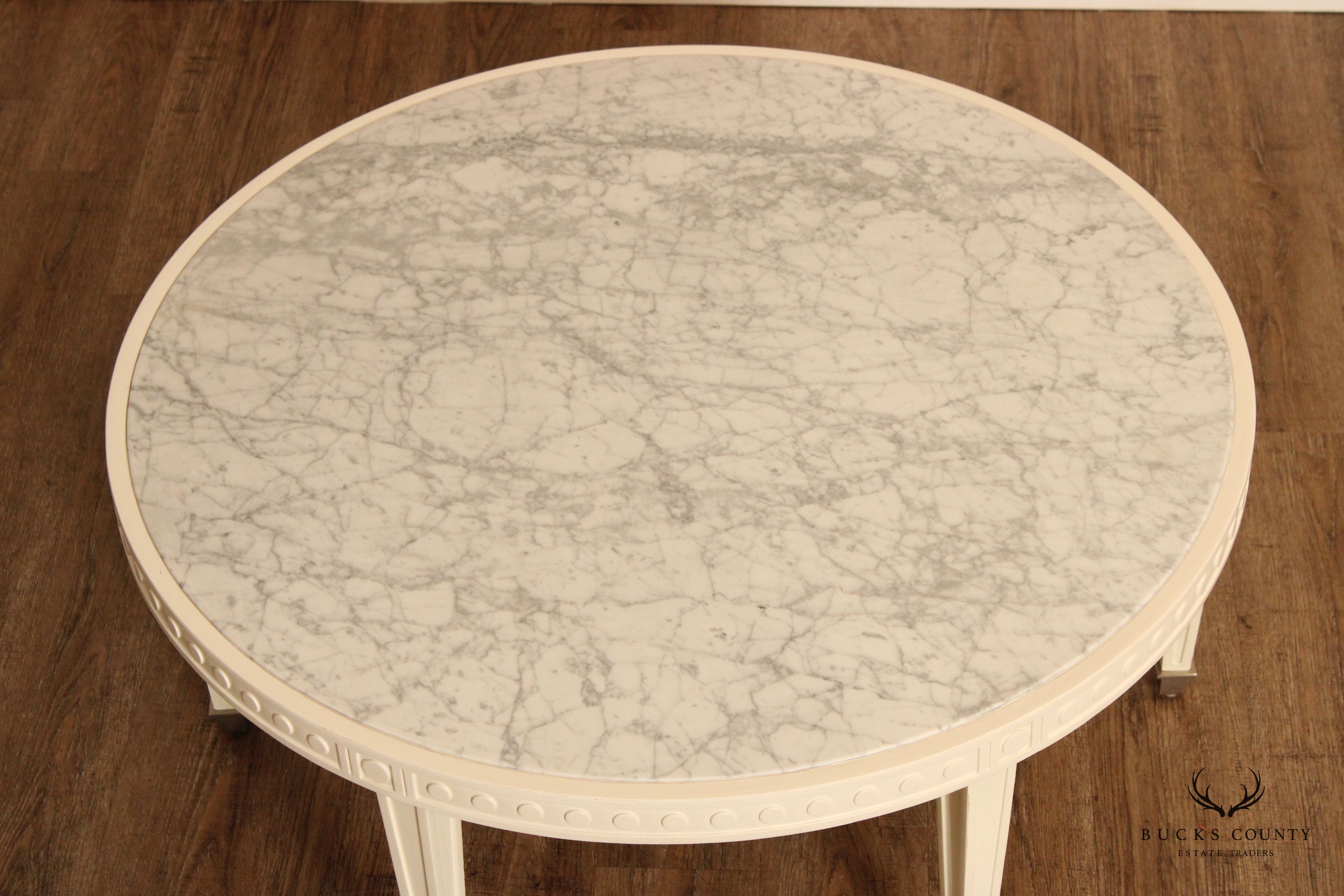 Jonathan Adler Italian Regency Style Round Marble Top Coffee Table