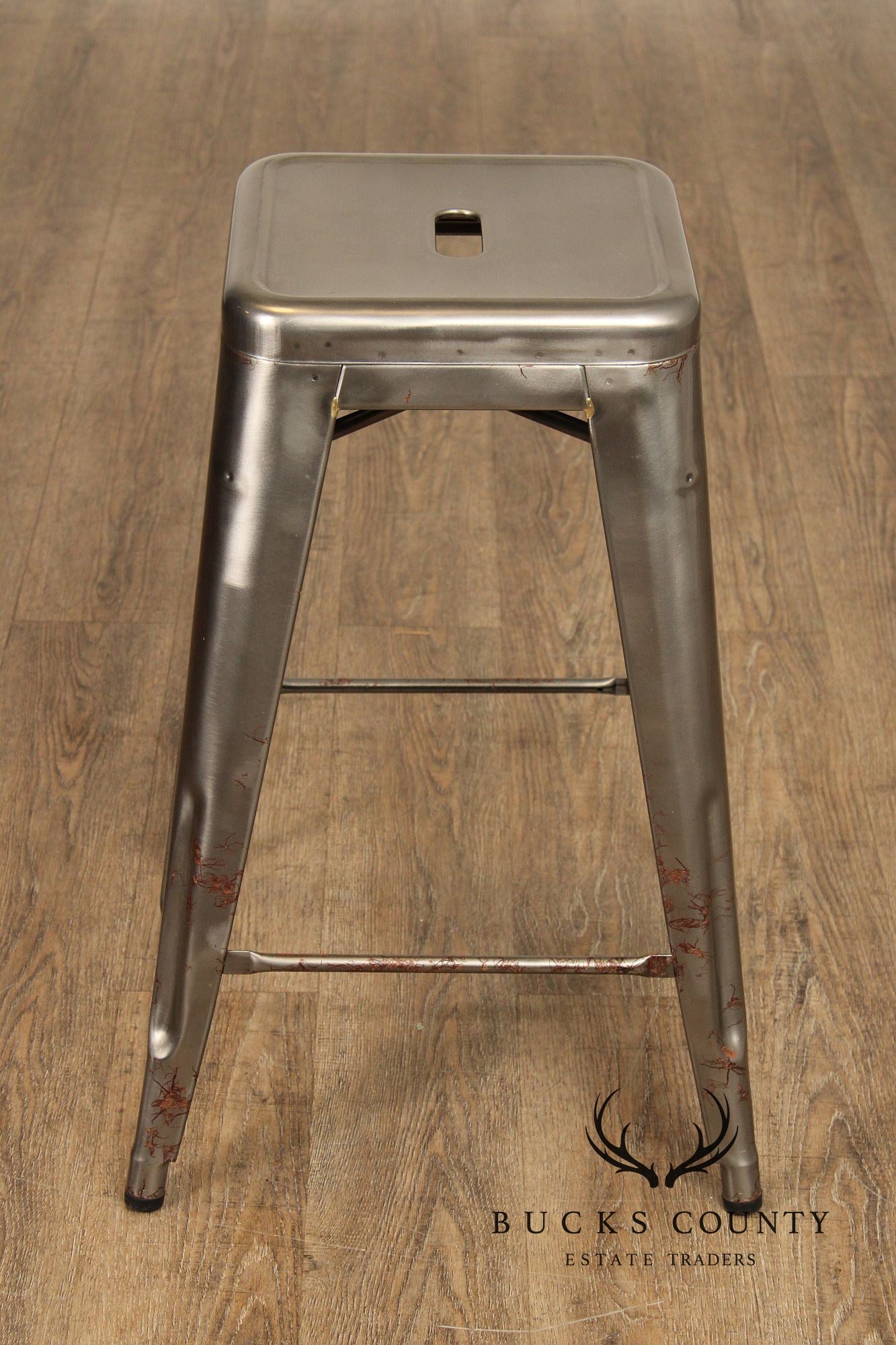 Tolix Industrial Style Pair of Steel Counter Stools