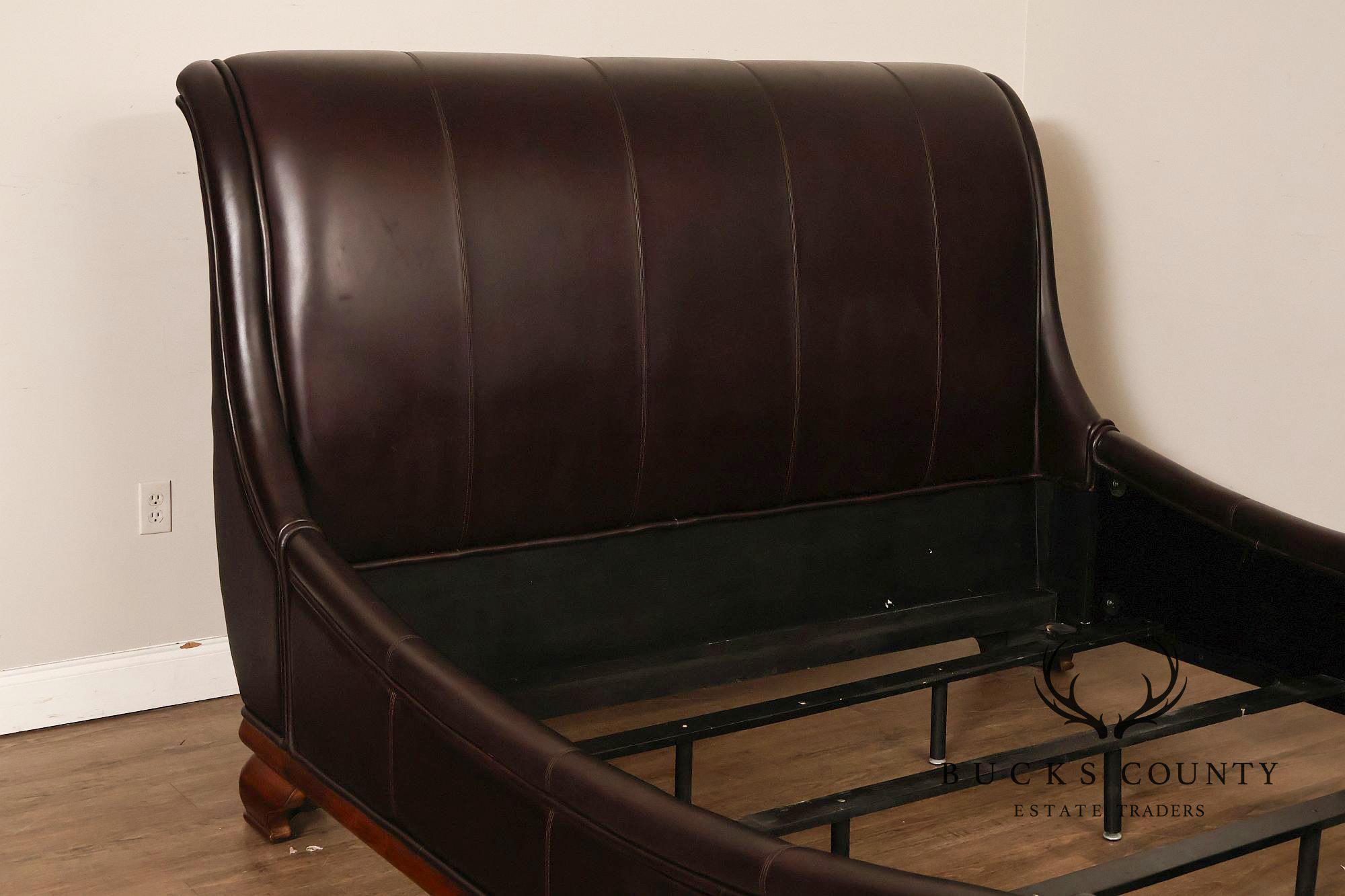 Stanley Leather King Size Sleigh Bed