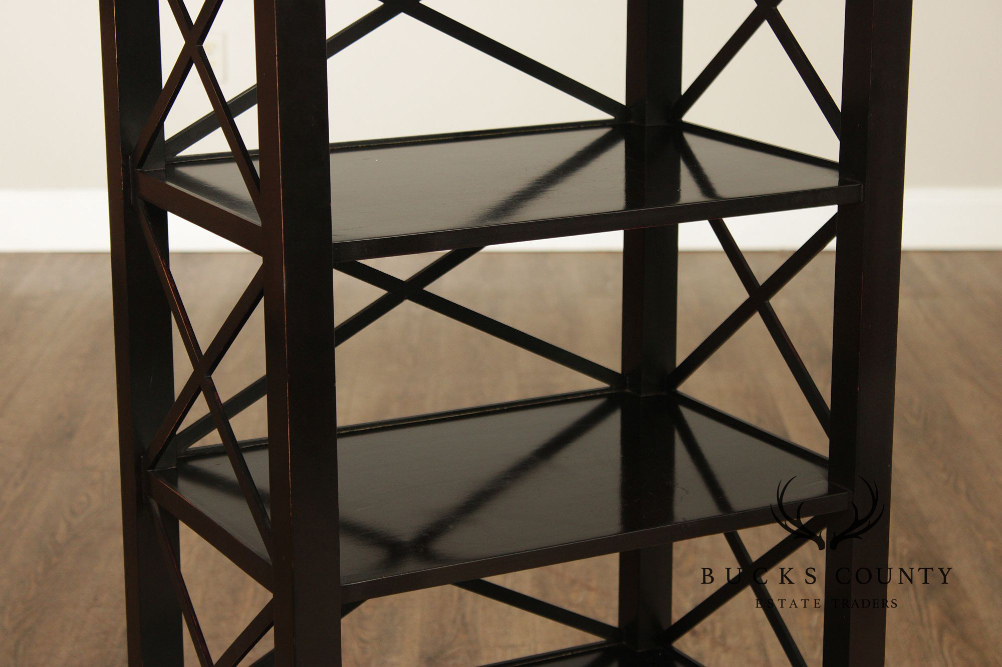 Baker Furniture Neoclassical Style Pair of Tray Top Bookcases