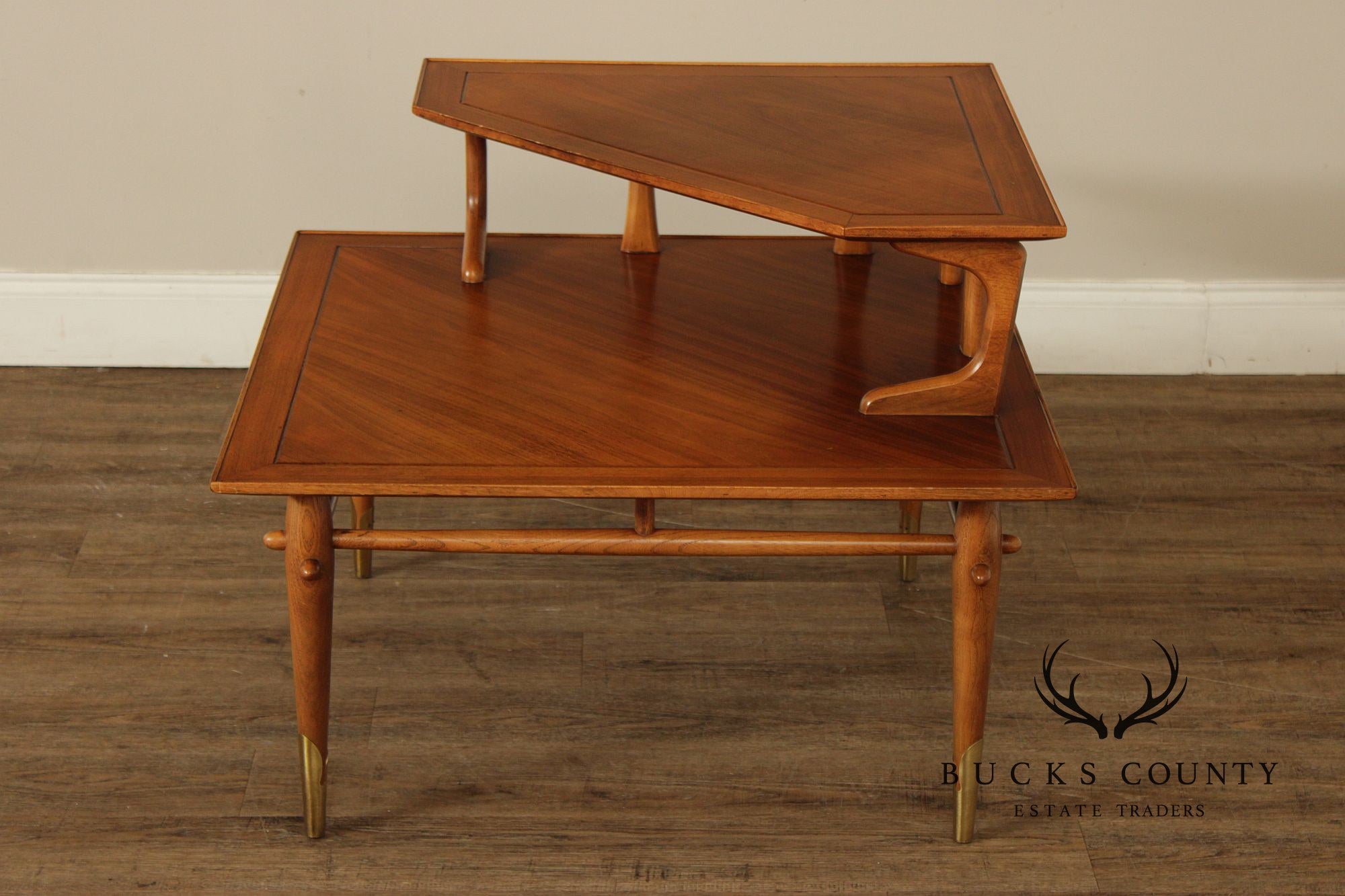 Lane Copenhagen Mid-Century Modern Two-Tier Corner Table