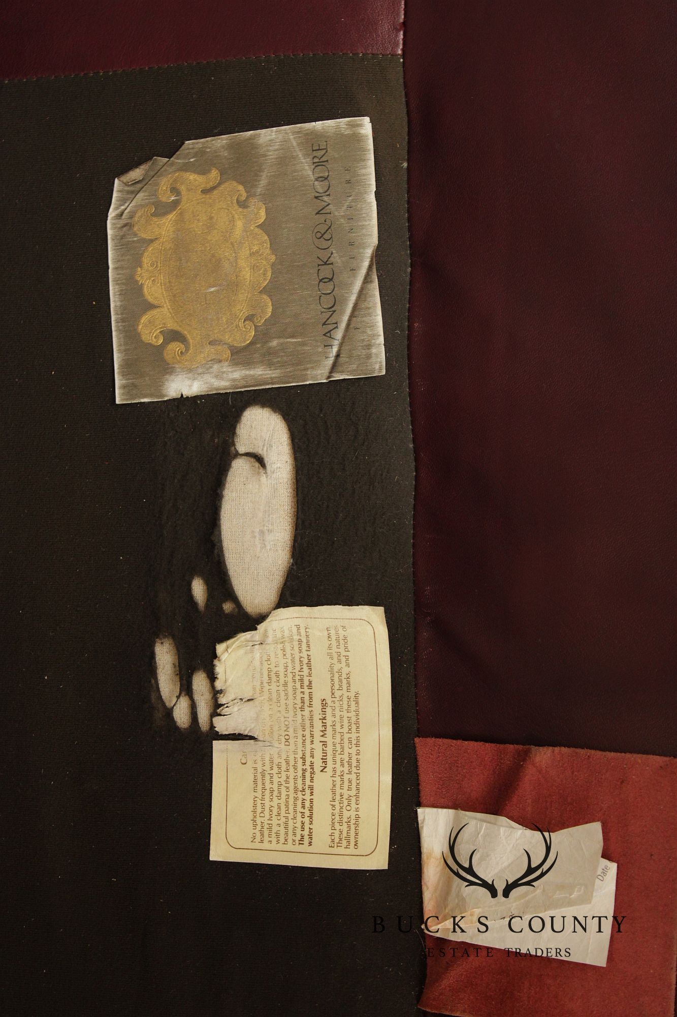 Hancock & Moore Burgundy Leather Nailhead Trim Sofa