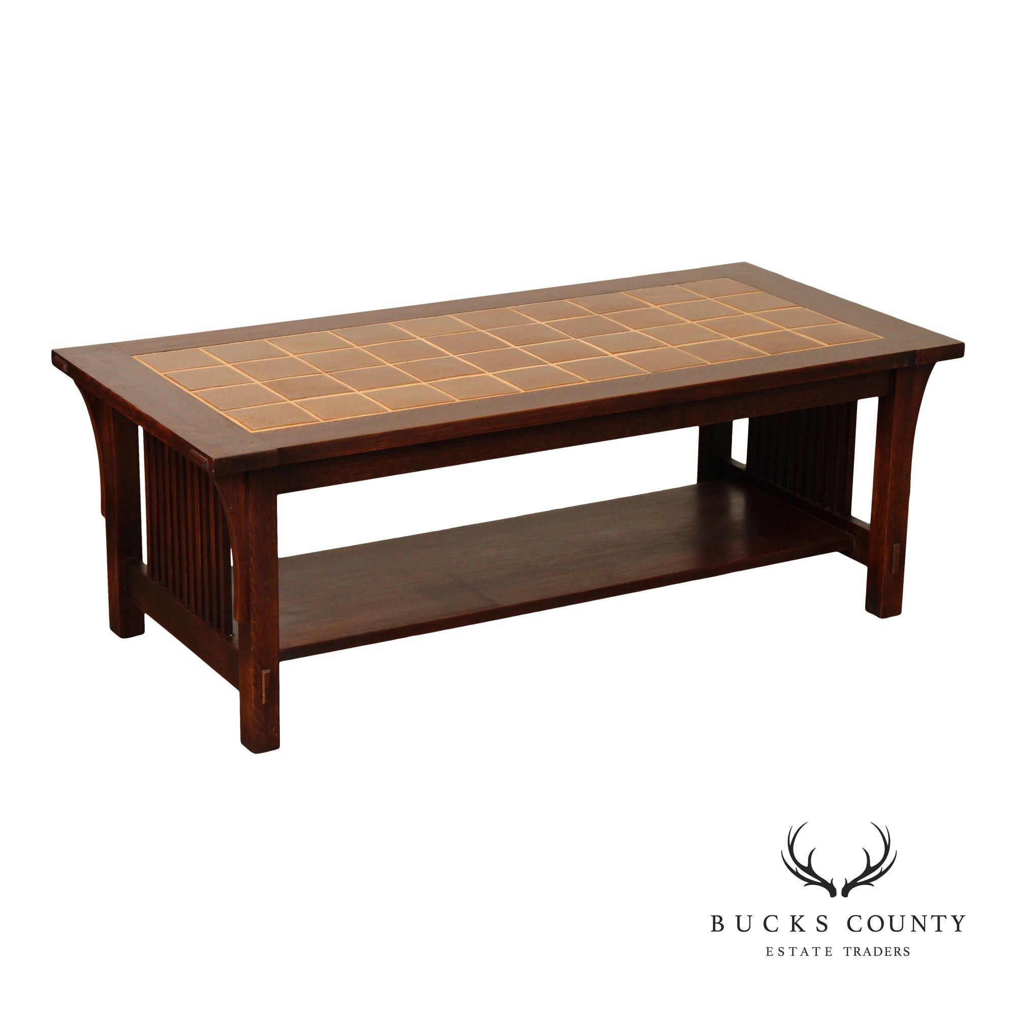 Stickley Mission Collection Oak Tile Top Cocktail Table