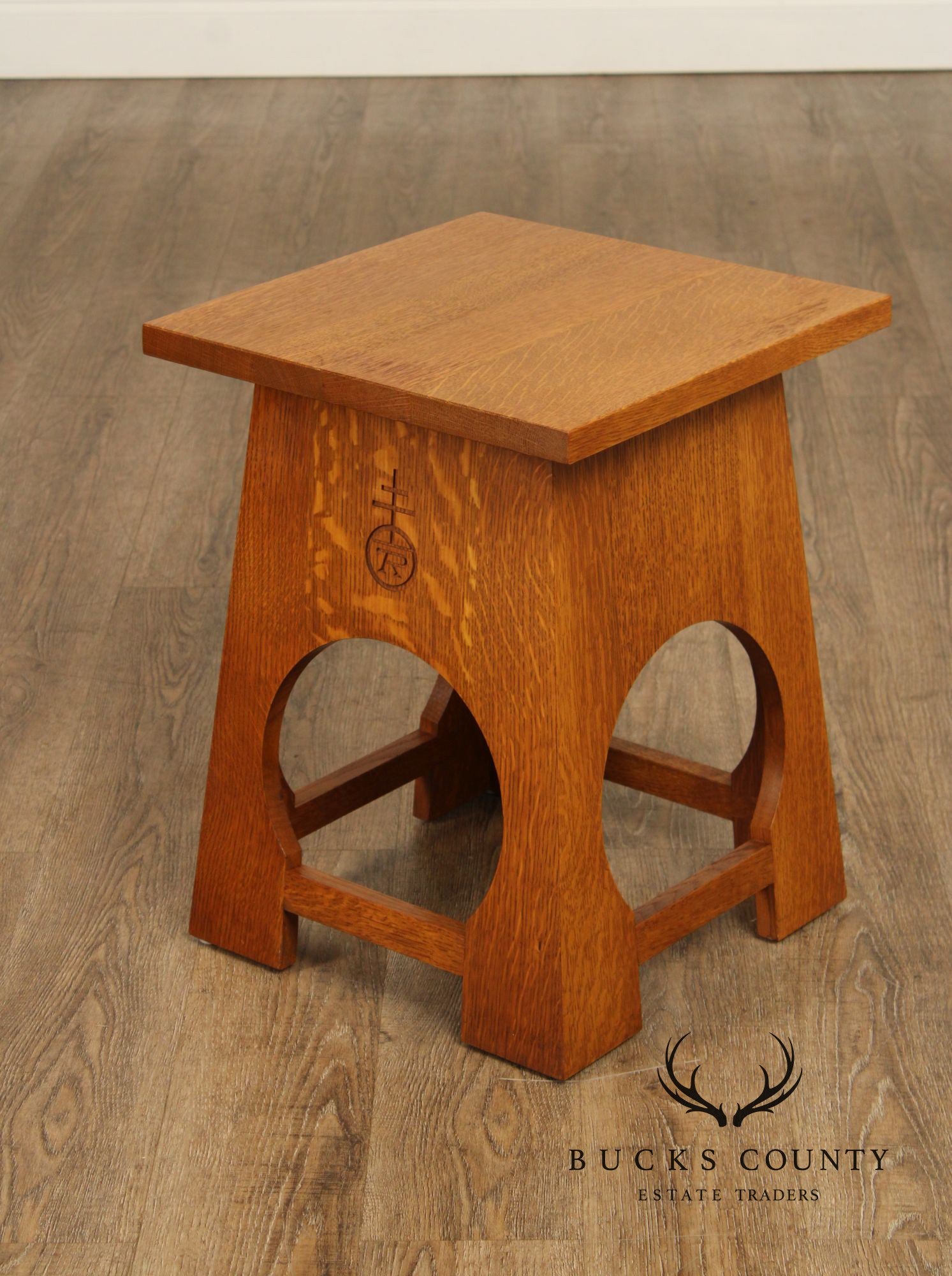 Stickley Mission Collection Oak Roycroft Tabouret