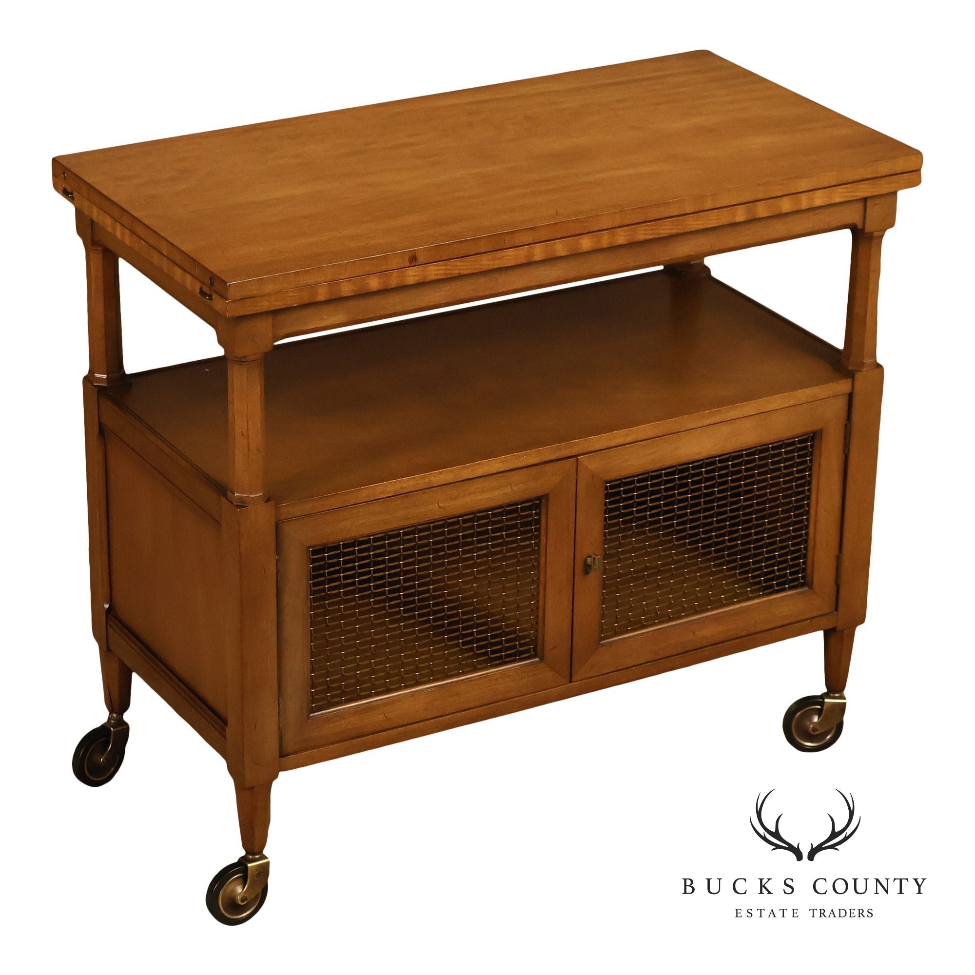 Henredon Vintage Walnut Drop Leaf Server Bar Cart
