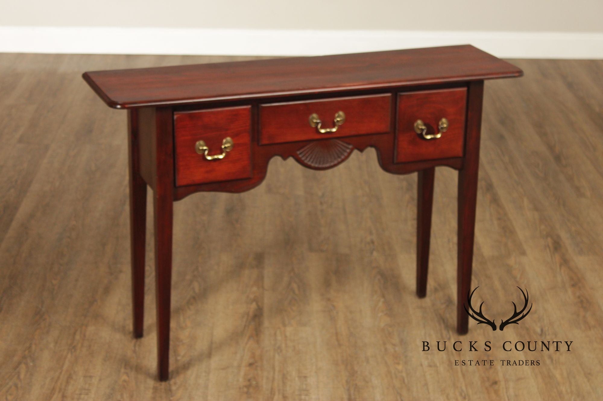 Georgian Style Shell Carved Narrow Console Table