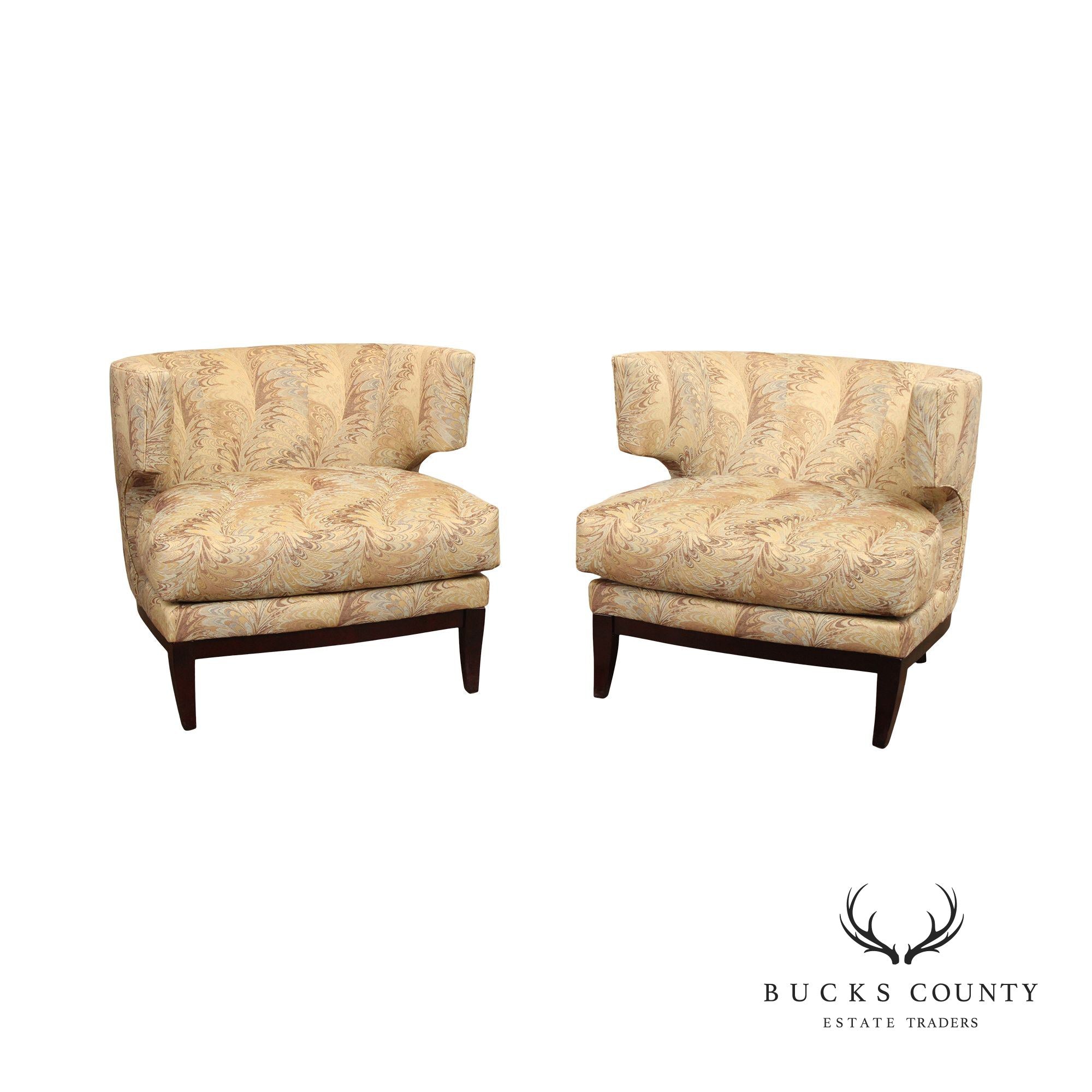 Precedent Sherrill Furniture Modern Pair Of Barrel Back Lounge Chairs