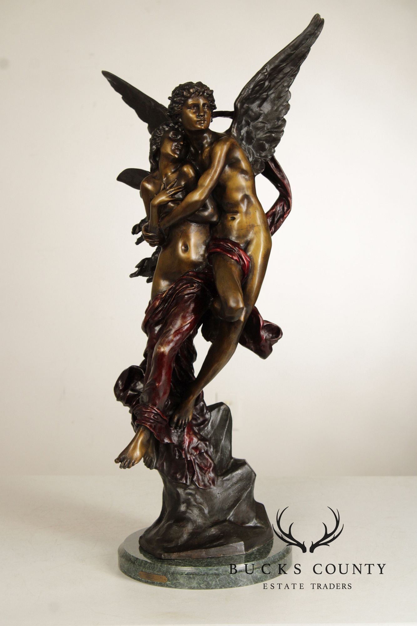 Henri Godet Bronze Statue, 'Cupid & Psyche'