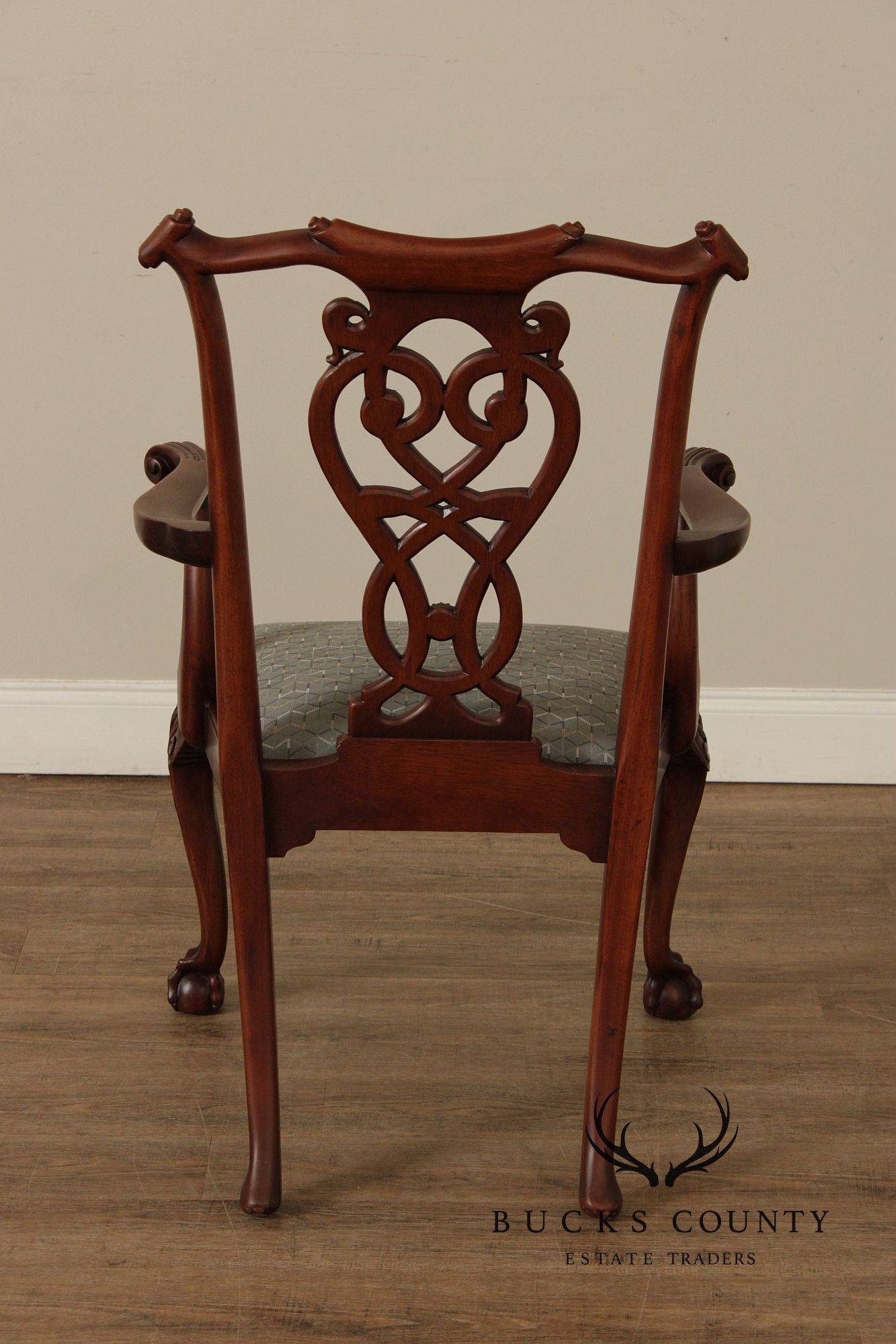 Maitland Smith Georgian Style Carved Mahogany Armchair