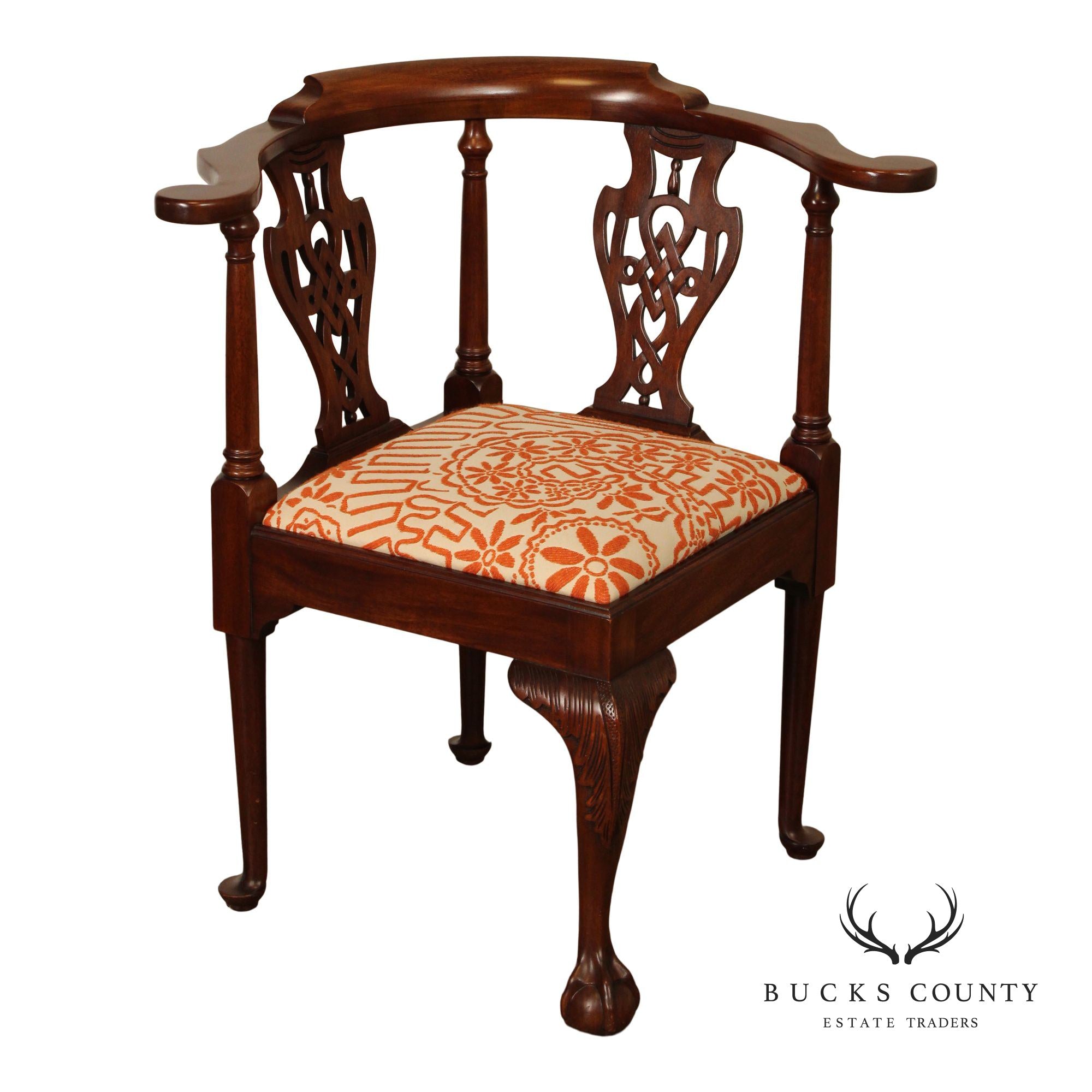 Henkel Harris 'SPNEA' Chippendale Style Mahogany Corner Chair