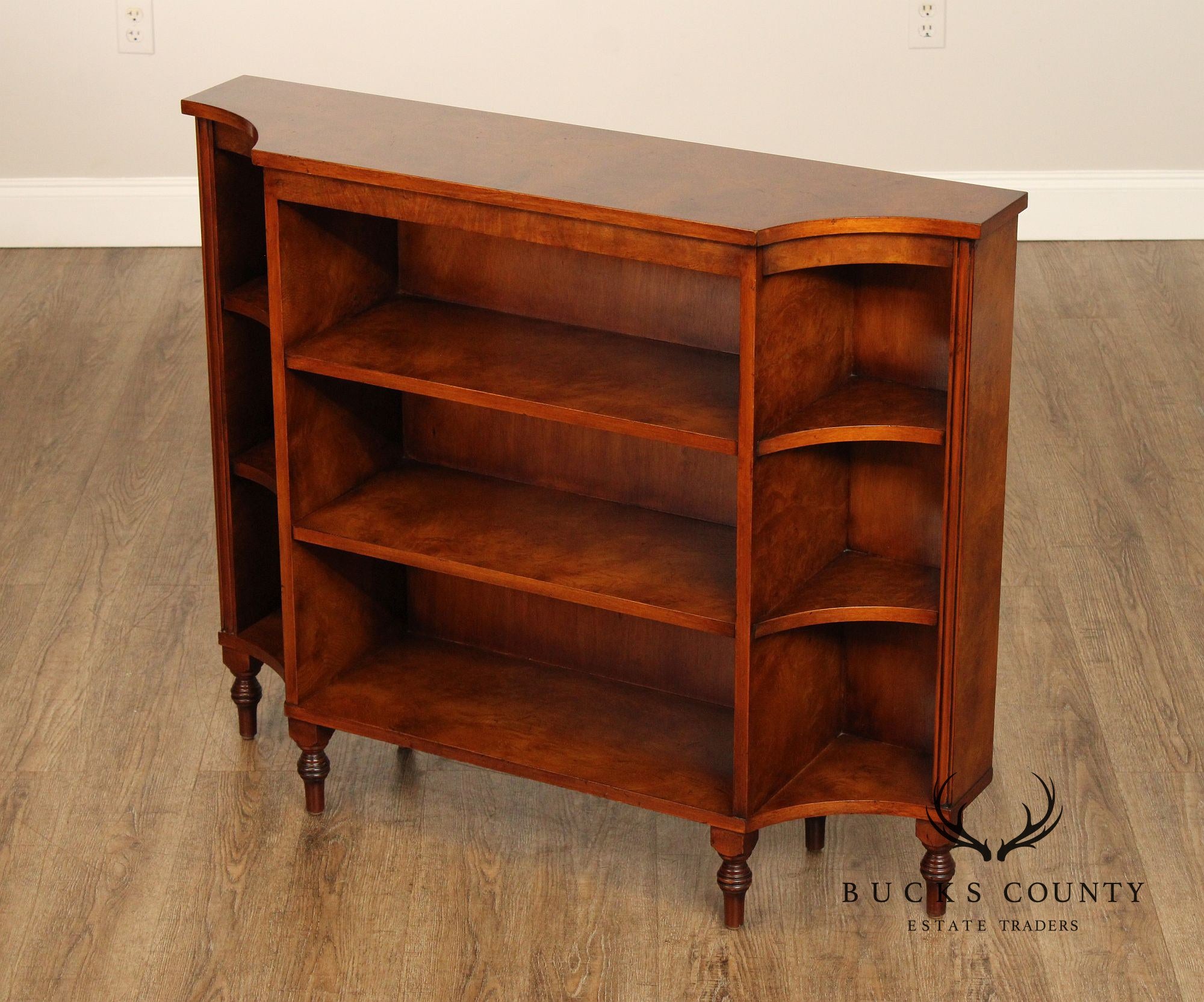 Regency Style Burlwood Open Bookcase