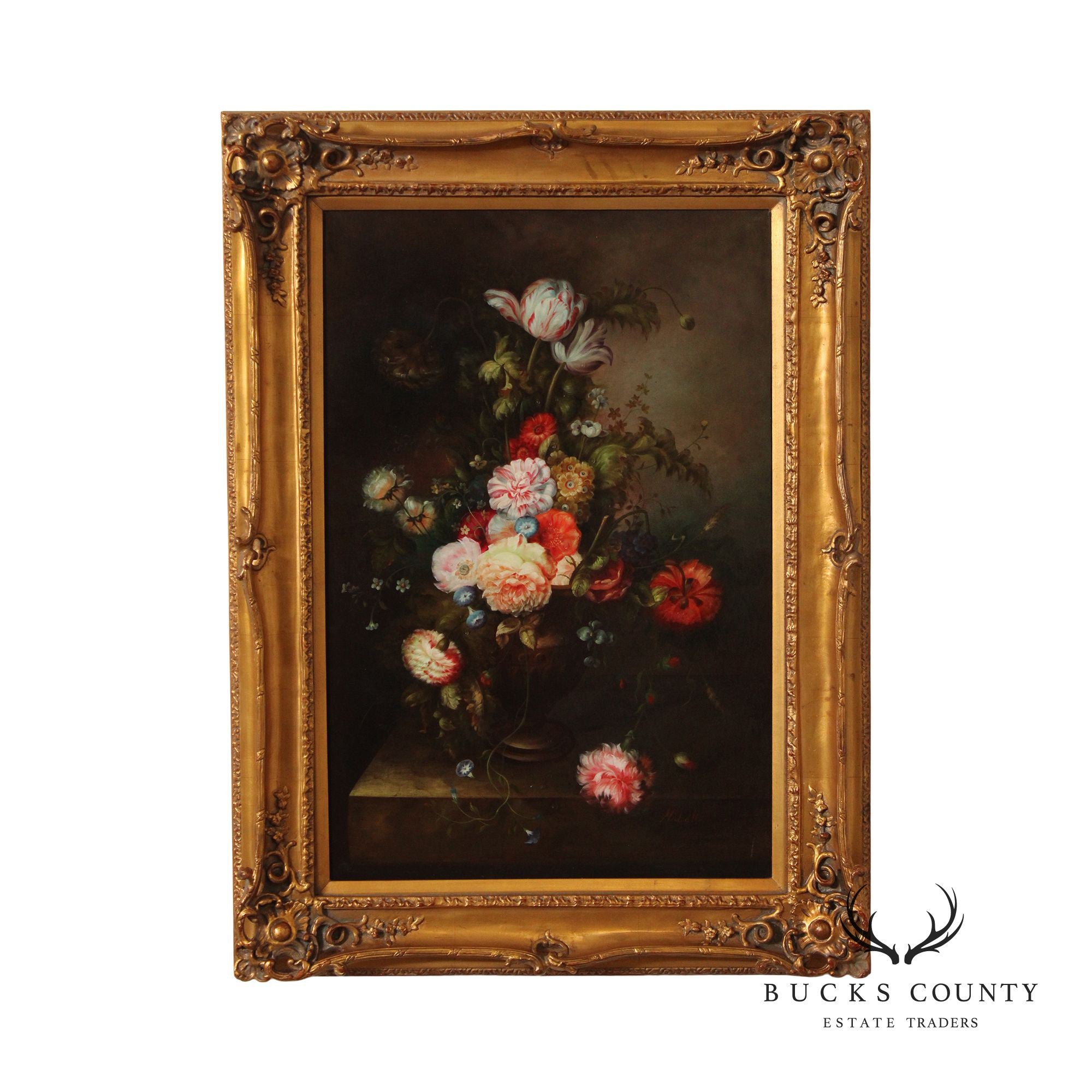 Giltwood Framed Floral Still-Life Oil Painting