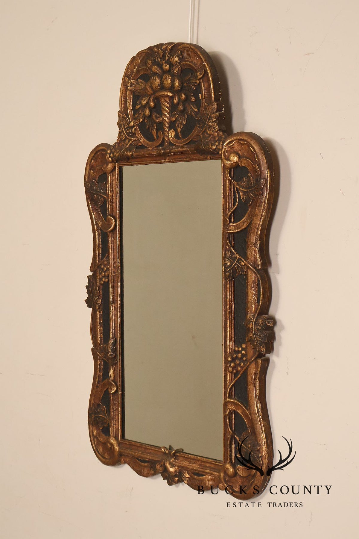 Antique Italian Baroque Style Relief Carved Mirror